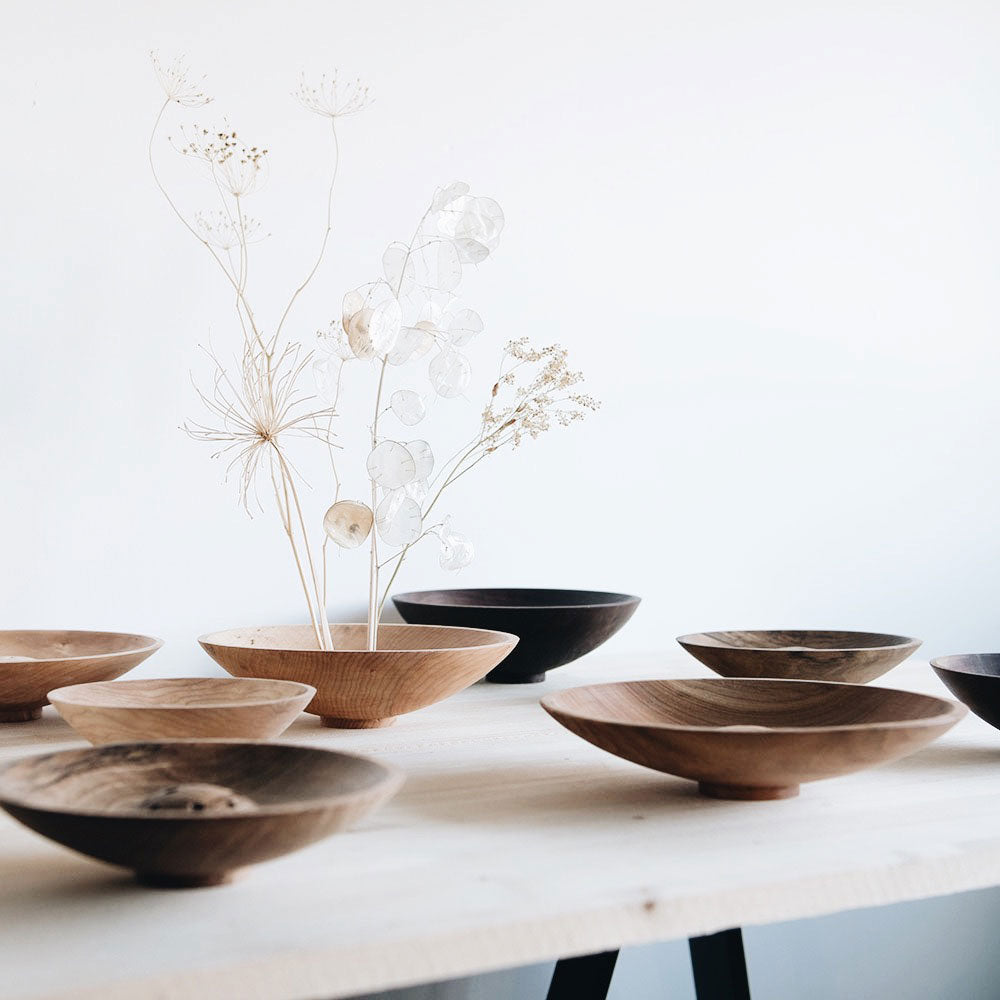 Handmade Wooden Dried Flower Bowl - Natural Home Decor for Centerpieces, Wedding Decorations & Rustic Table Settings