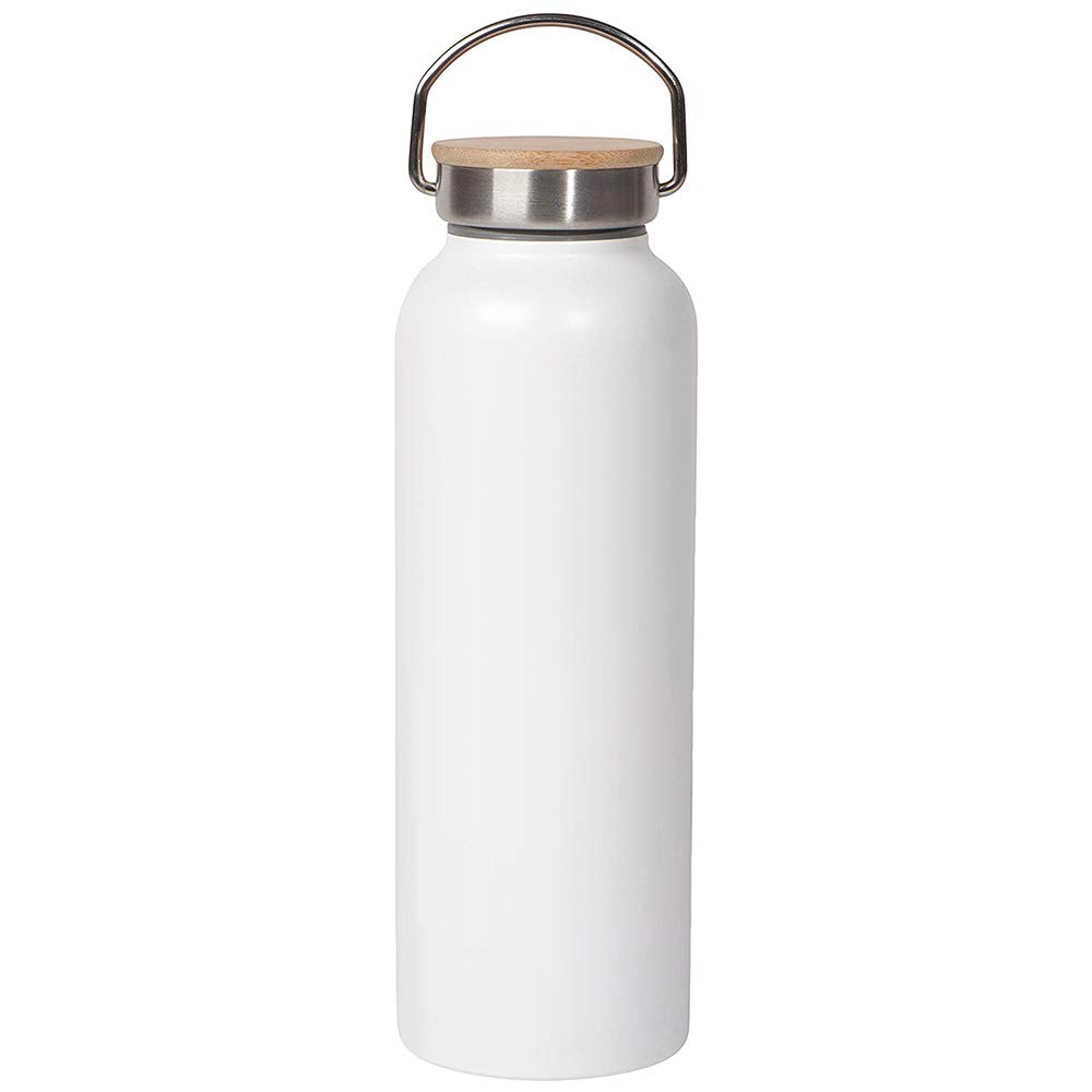 10-Pack 500ml/17oz Sublimation-Ready Stainless Steel Water Bottles with Bamboo Lids - Powder Coated White Blank Bottles for DIY Printing | Perfect for Sports, Gym, Outdoor Activities & Custom Gifts