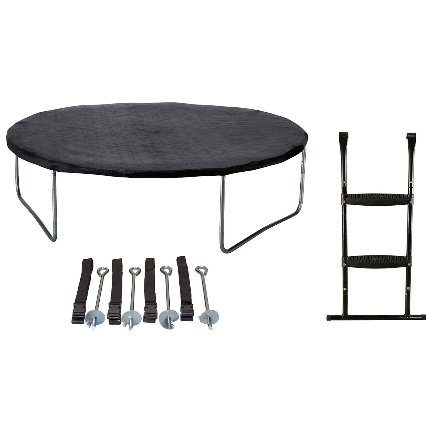 Kangui - Trampoline JUMPI Taupe/Green - 8.2-10 ft (250-305 cm) - 11.8-14.1 ft (360-430 cm) with Safety Net, Ladder, Protective Cover & Anchor Kit - Perfect for Backyard Fun, Kids Outdoor Play & Family Exercise
