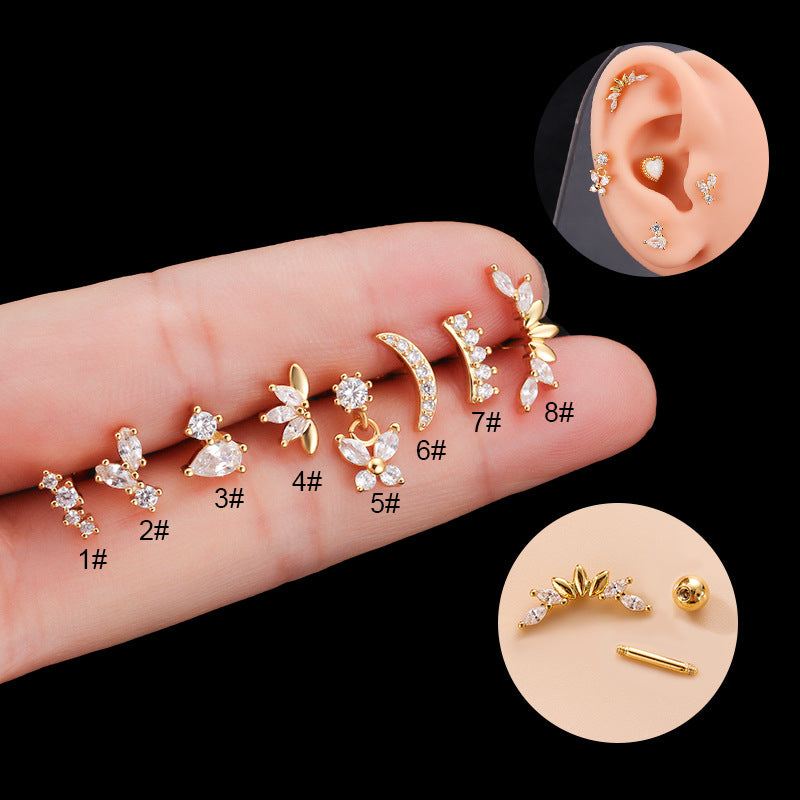 16G Cartilage Curve Bar Stud Earrings - Surgical Steel Conch Helix Piercing Jewelry for Women | Perfect for Daily Wear, Parties & Special Occasions | HSPJ795
