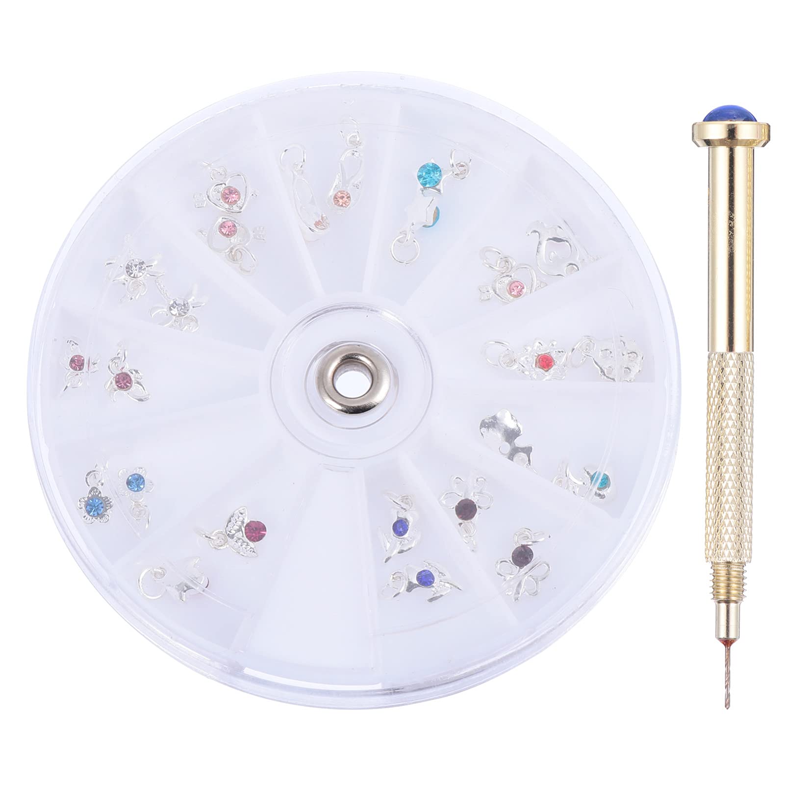 Beavorty 24pcs Nail Pendant Charms Set with Dangle Charms & Nail Piercing Drill - DIY Nail Art Decorations for Professional Nail Artists | Perfect for Salon, Home Manicure, and Nail Art Creations
