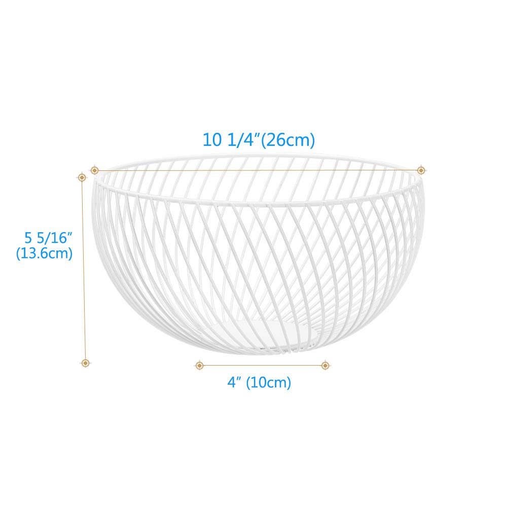 Poeland Metal Wire Fruit Basket - Rustic Kitchen Countertop Organizer for Fruits, Vegetables, Bread & Snacks | Durable Household Storage for Kitchen, Dining Room & Living Room | Perfect for Farmhouse & Modern Home Decor