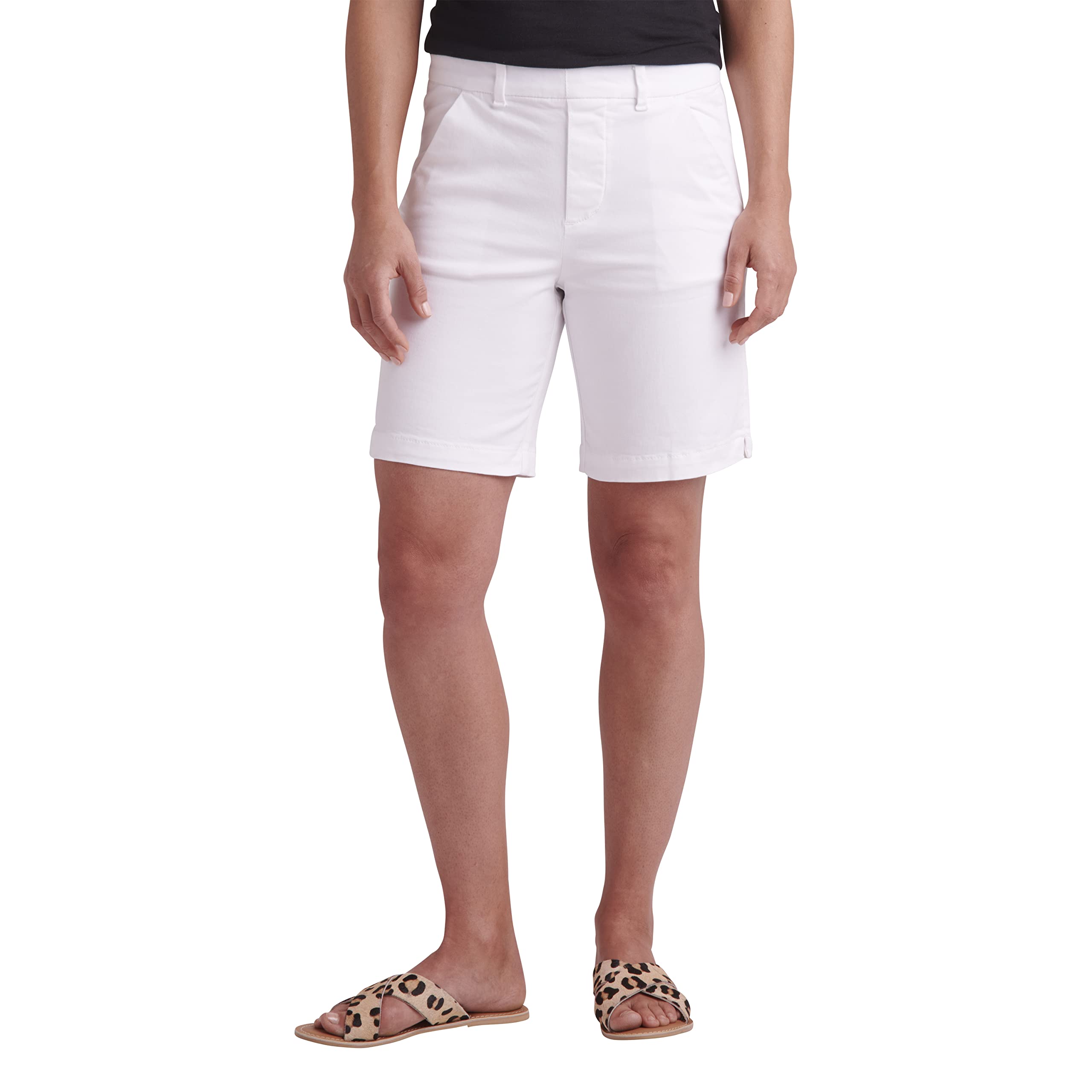 Jag Jeans Women's Petite Maddie Pull-On 8-Inch Stretch Denim Shorts - Comfortable & Stylish for Casual Wear, Summer Outfits, and Weekend Errands