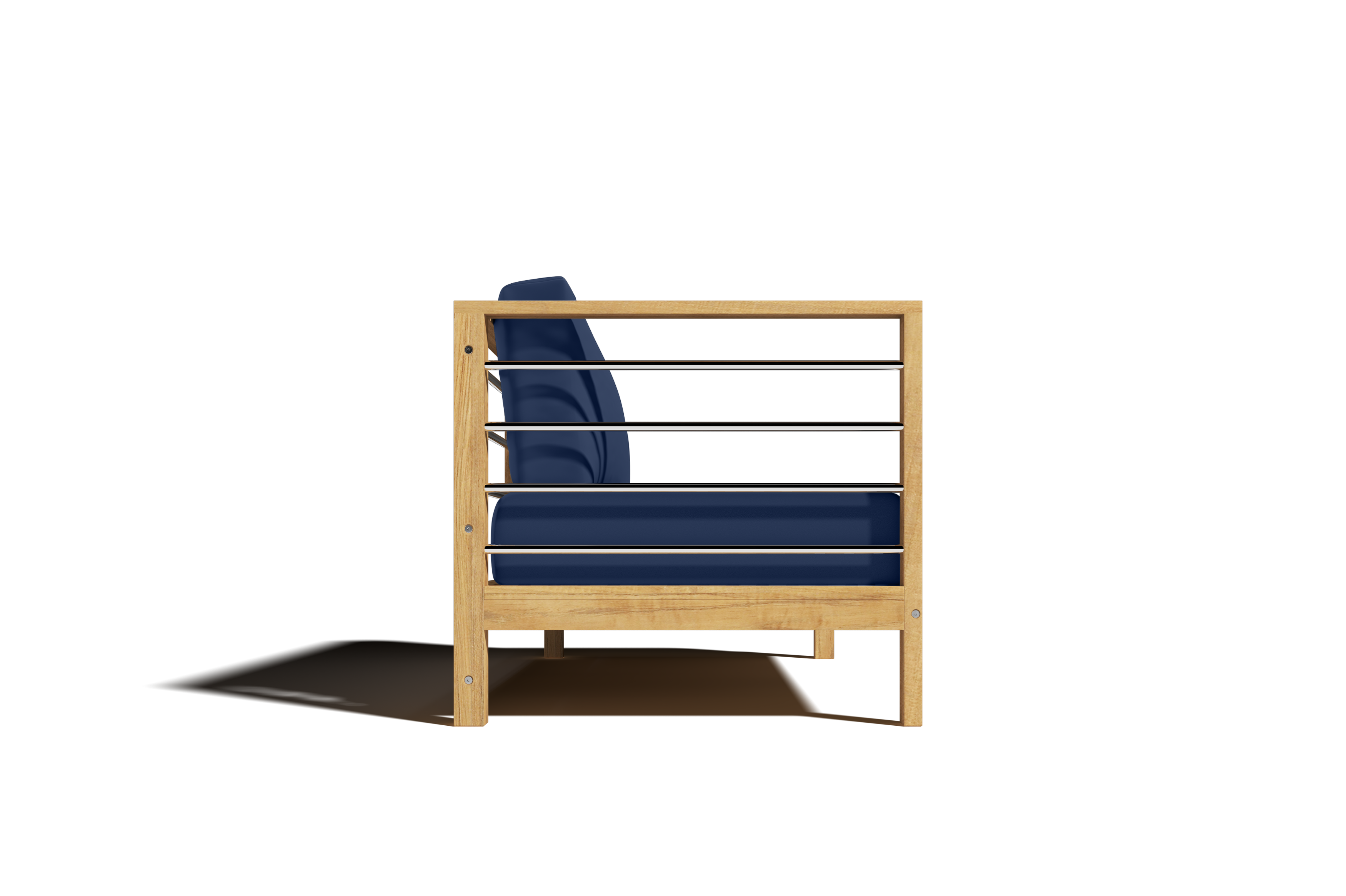 Leon Teak Outdoor Sectional Left Sofa with Sunbrella Navy Cushion - Waterproof Patio Furniture for Poolside, Garden & Backyard Relaxation