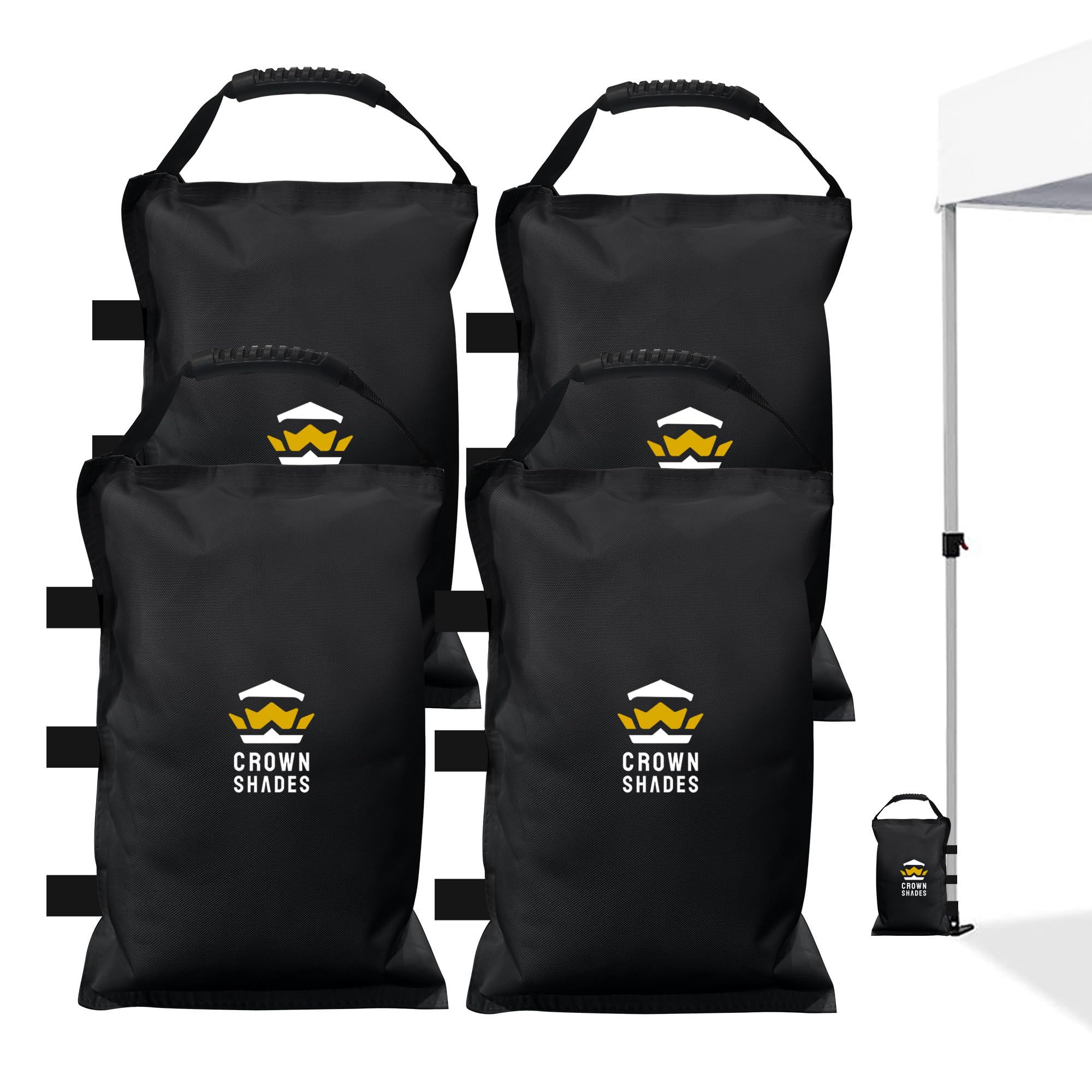 Heavy Duty 112 LBS Sand Bags for Canopy Tent Legs - Premium Weighted Sandbags for Pop Up Tents, Outdoor Events & Market Stalls - Durable Canopy Stabilizer Weights (Black) - Perfect for Beach Weddings, Farmers Markets & Camping Trips