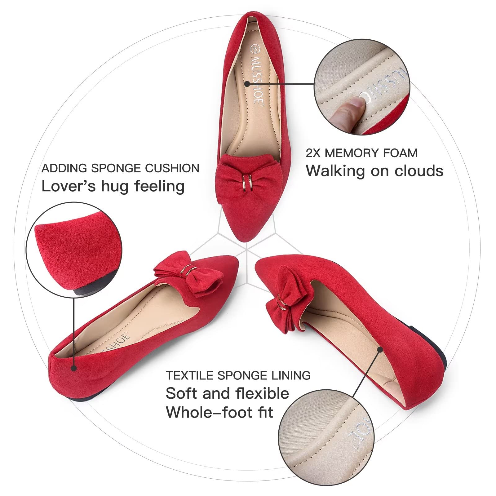 **MUSSHOE Women's Comfortable Slip-On Flat Shoes – Casual & Dressy Loafers for Work, Travel & Everyday Wear**