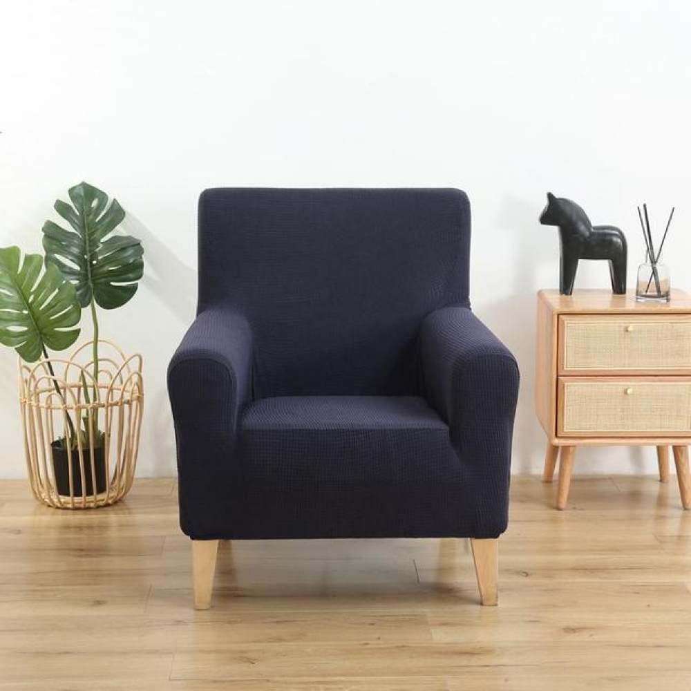 QUNLIPAI Single Sofa Cover - Water Resistant Jacquard Fabric Armchair Slipcover for Living Room, Bedroom, Office - Navy Blue (48x52cm) | Easy to Clean & Durable Furniture Protector