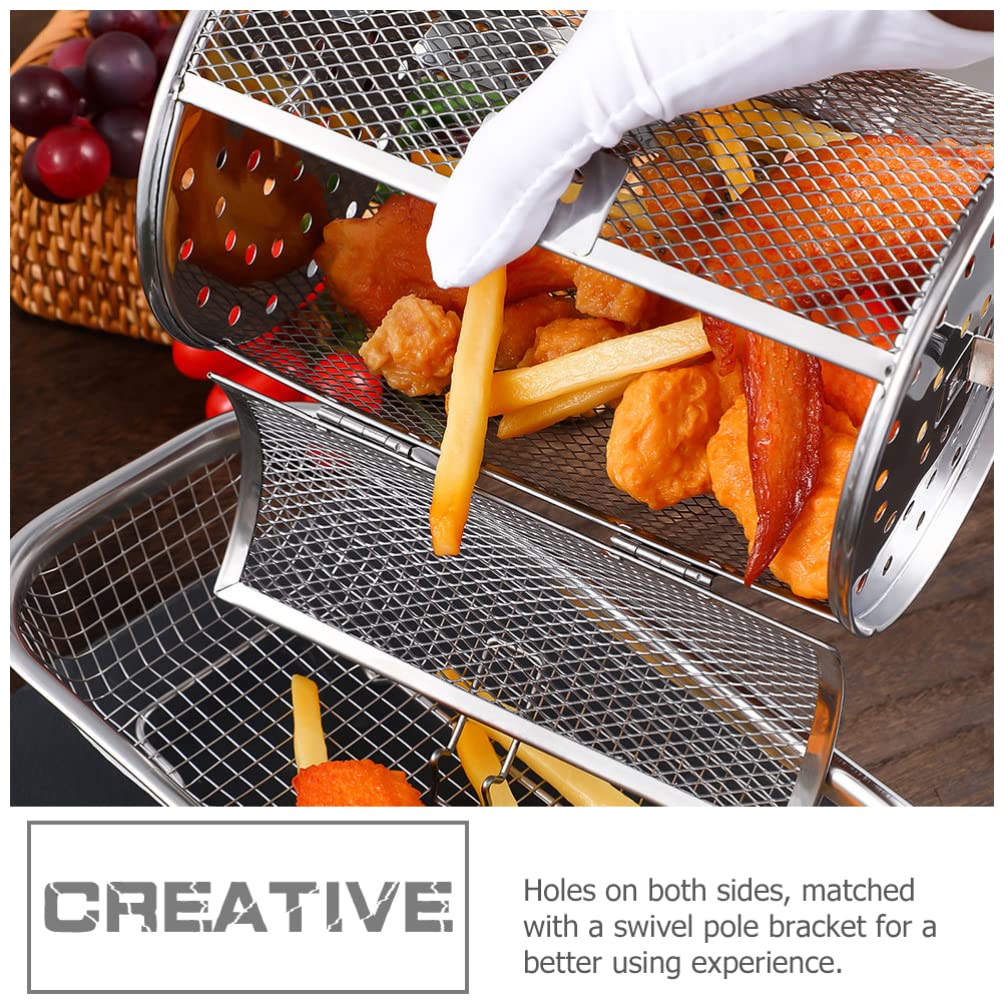 Stainless Steel Rotisserie Grill Roaster Drum & Air Fryer Basket - Oven Rack for Peanuts, Nuts, Coffee Beans, BBQ - Perfect for Home Kitchen, Camping & Outdoor Cooking