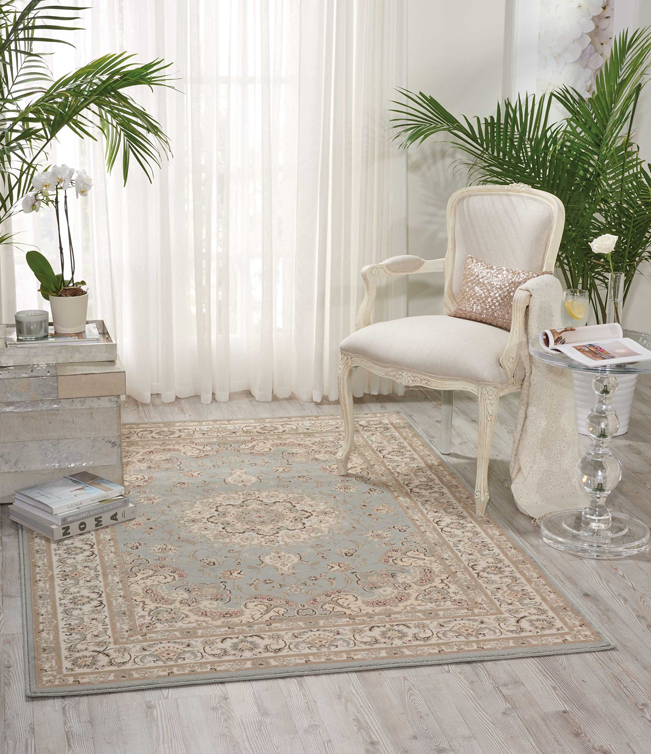 Nourison Ararat Light Blue Rectangle Area Rug 5'3