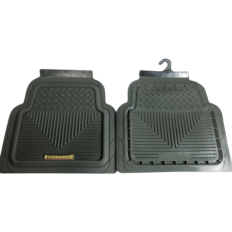 Bushranger Mudtamer Solid Rubber Floor Mats Rear Pair - Charcoal (91X02C) - Heavy Duty All Weather Protection for Trucks & SUVs - Perfect for Off-Road, Work & Outdoor Adventures