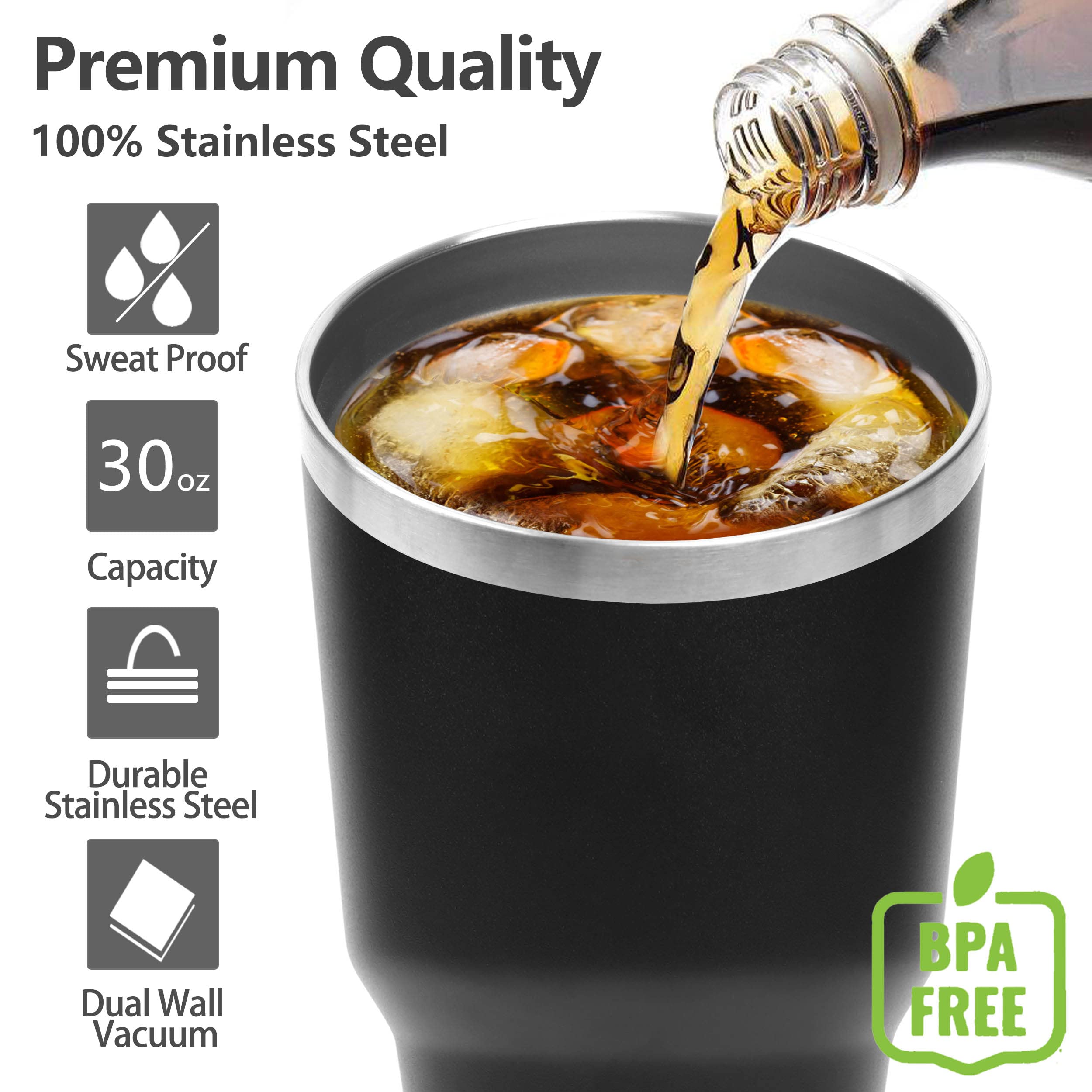 Toopify 30 oz Stainless Steel Insulated Tumbler with Straw Lid - Double Wall Vacuum Travel Mug for Hot & Cold Drinks - Includes Cleaning Brush - Perfect for Office, Gym, Hiking and Road Trips