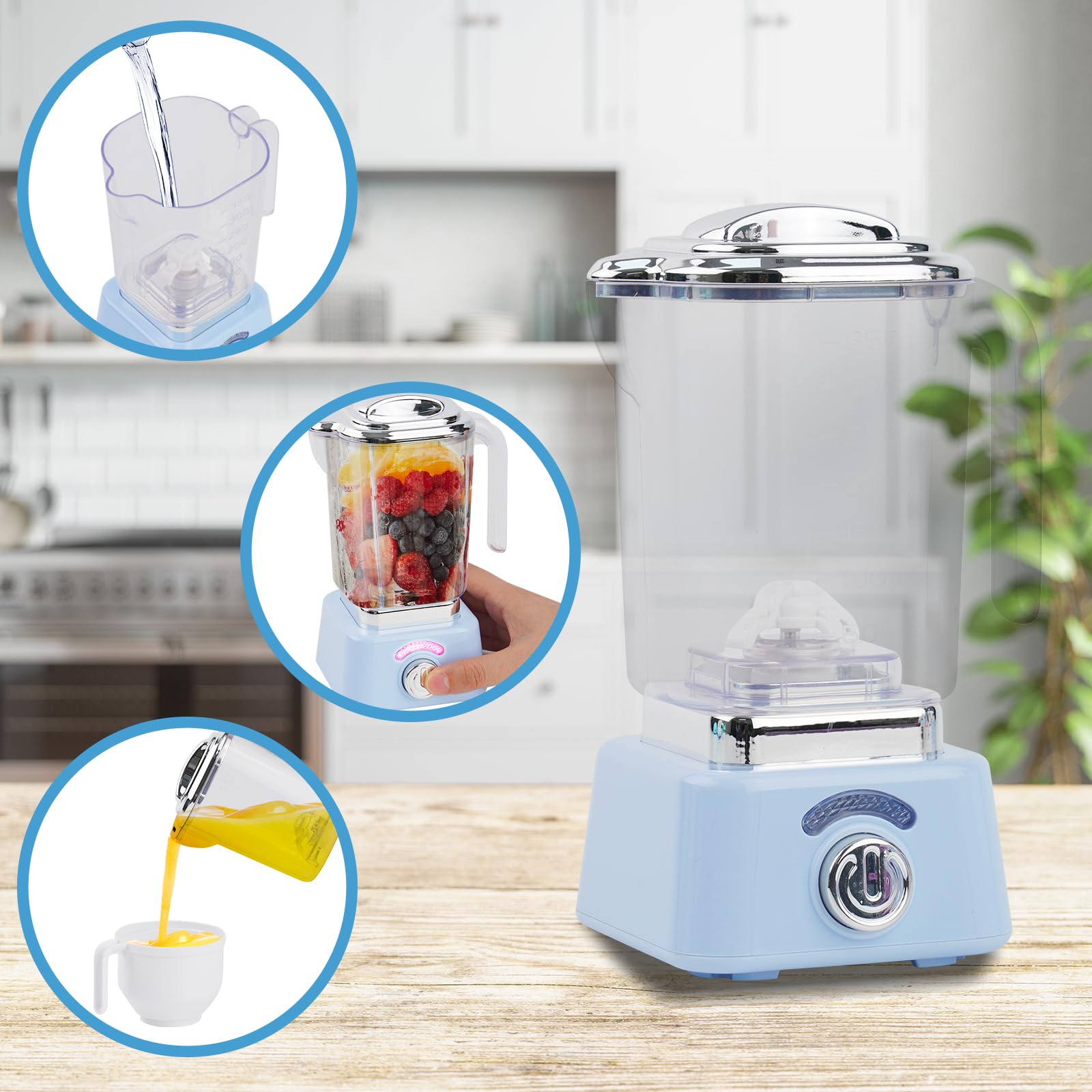 Kids Kitchen Playset with Coffee Maker, Blender, Mixer & Toaster - Realistic Lights & Sounds - Pretend Play Cooking Toys for Toddlers Ages 2-5 (Blue) | Perfect for Role Play, Birthday Gifts & Early Learning Development