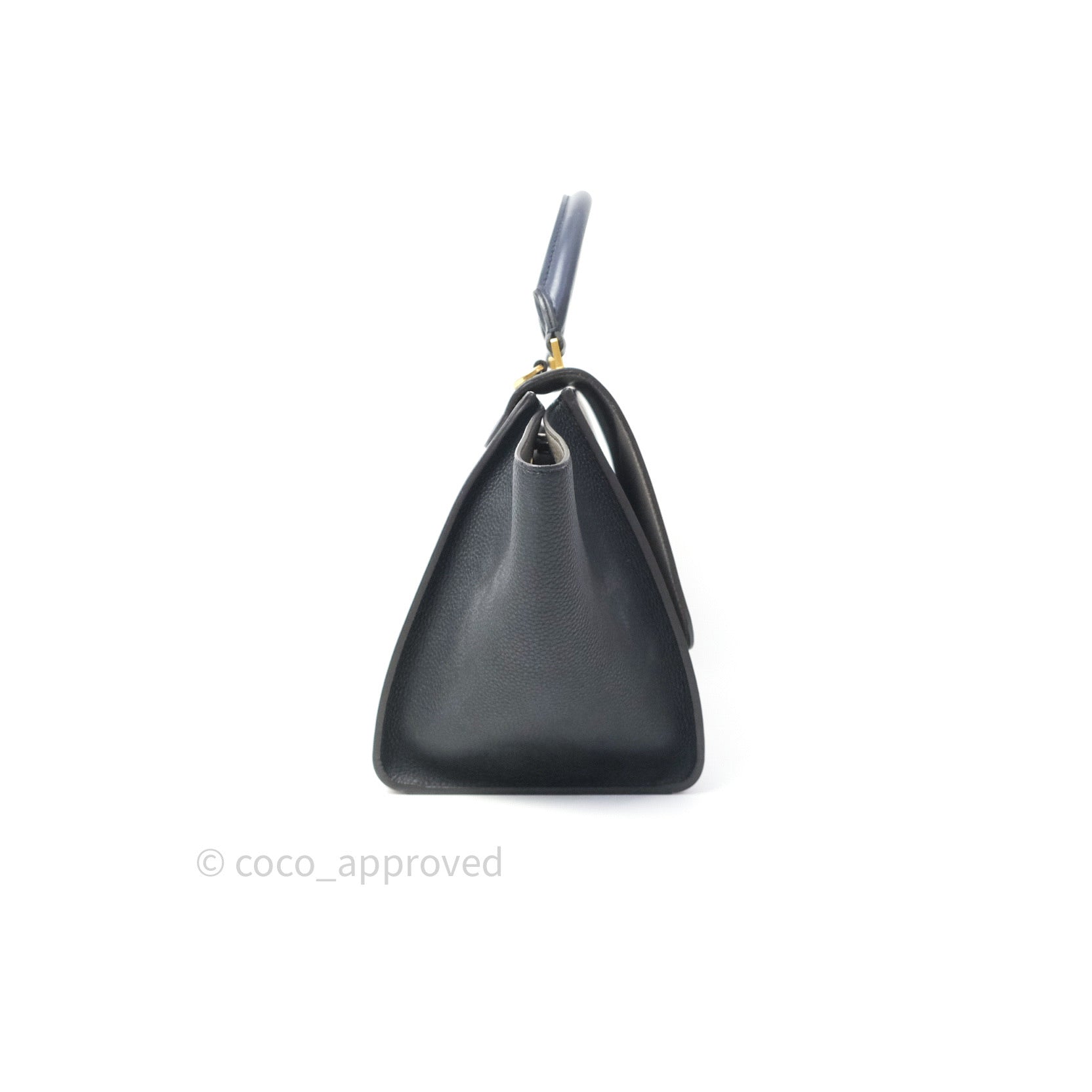 Celine Small Tri Color Trapeze Bag in Sleek Calfskin Leather - Dark Blue Crossbody Purse for Women | Perfect for Work, Travel & Evening Events