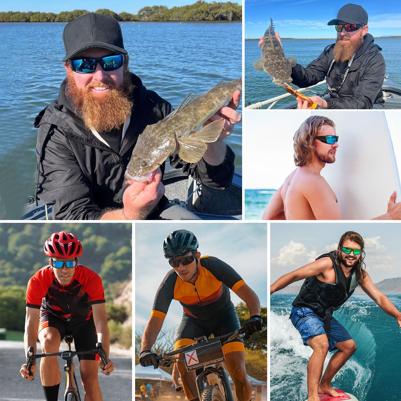 Polarized Sports Sunglasses for Men & Women - Unbreakable UV400 Protection Wrap Around Sunglasses for Cycling, Fishing, Running & Outdoor Activities