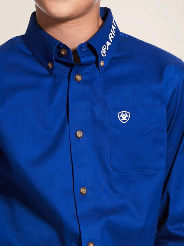 Ariat Kids Team Logo Twill Classic Fit Shirt - Ultramarine Blue | Comfortable & Durable Youth Baseball Shirt for Sports & Casual Wear