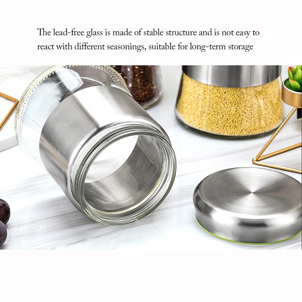 Premium 3-Piece Airtight Kitchen Storage Canisters Set - Stainless Steel & Glass Food Containers for Tea, Coffee, Sugar & Spices | Countertop Organization for Pantry, Baking & Cooking Essentials