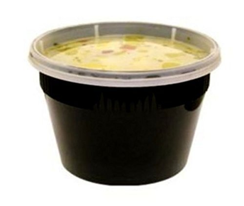 Pactiv 16 oz. Black Plastic Freezer Food Storage Containers with Lids - 12 Pack (Pint Size) | Ideal for Deli, Soup, Meal Prep & Leftovers | BPA-Free, Durable & Reusable
