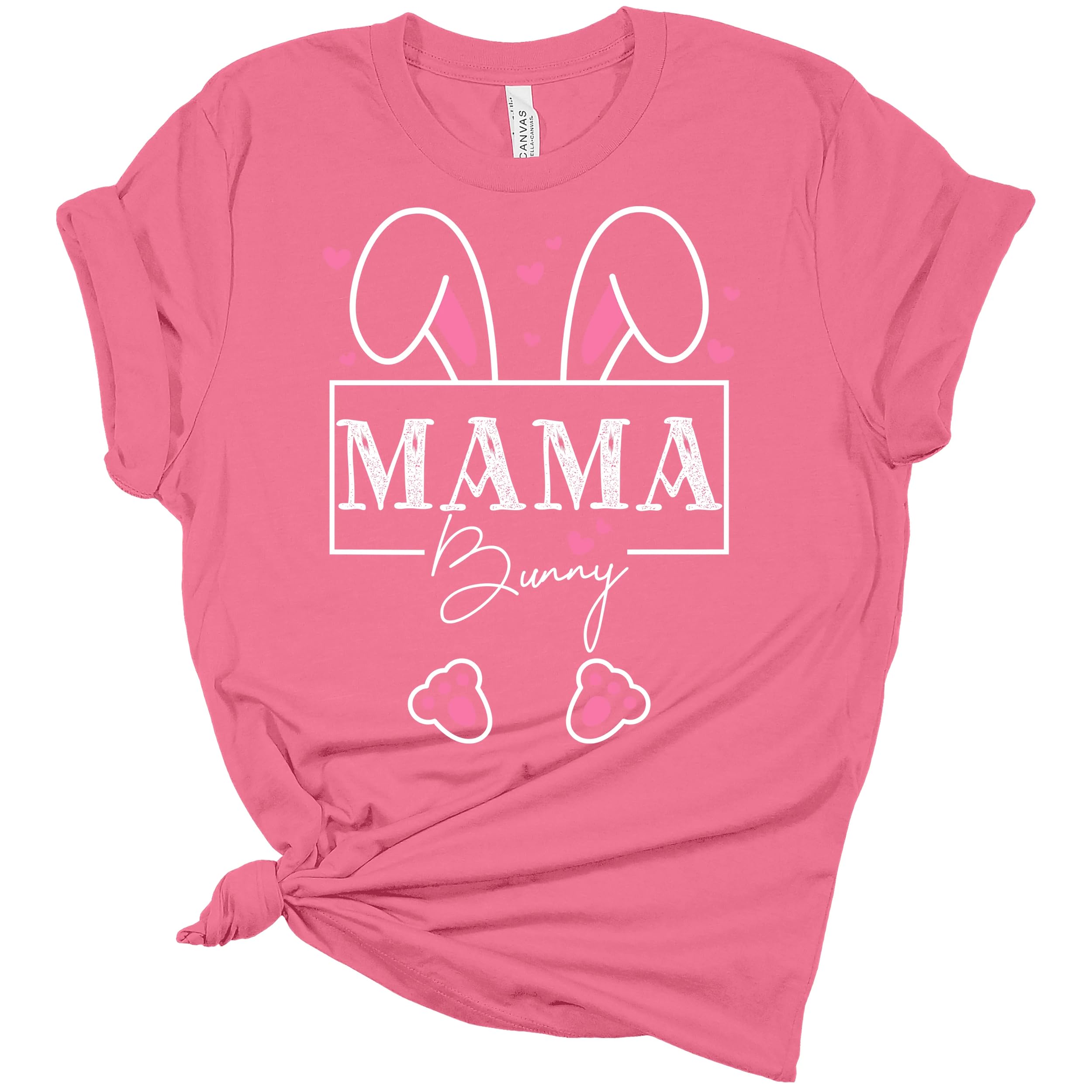 GyftWear Women's Easter Bunny Graphic T-Shirt - Cute Easter Mama Tee for Mom - Perfect for Easter Brunch, Family Photos & Spring Celebrations