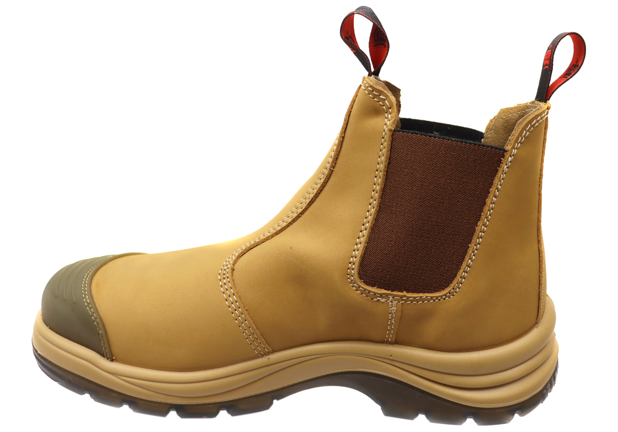 KingGee Men's Steel Toe Safety Work Boots with Gusset & Scuff Cap - Durable Construction Work Boots for Electricians, Builders and Industrial Workers