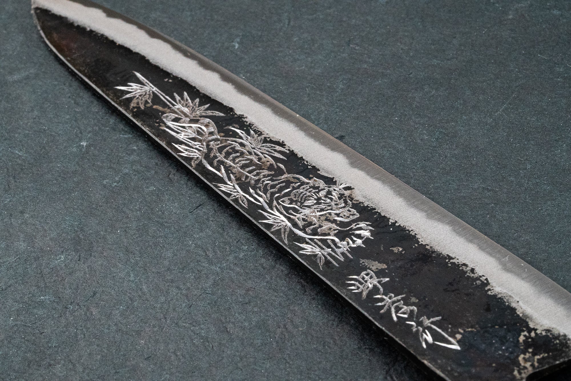 Premium Sakai Takayuki Michiko Kubota Engraved Aogami #2 Gyuto Knife 240mm - Japanese Tiger Pattern Chef's Knife for Professional Sushi & Meat Cutting