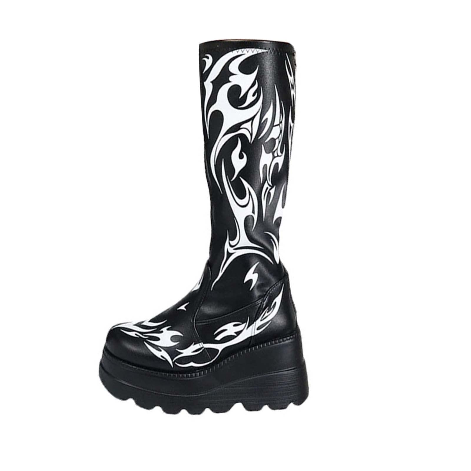 Vintage Punk Knee High Boots for Women - Waterproof Platform Gothic Boots with Anti-Slip Sole | Perfect for Winter Snow, Outdoor Adventures & Gothic Fashion