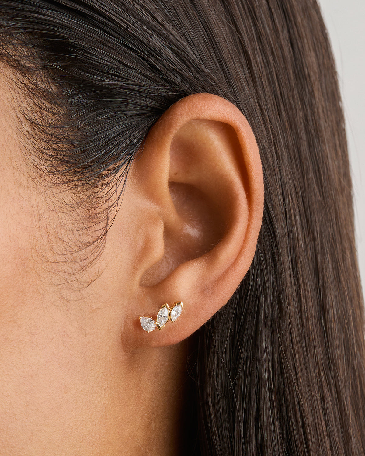14K Solid Gold Petal Lab Grown Diamond Earrings - Hypoallergenic Stud Earrings for Women - Perfect for Weddings, Anniversaries & Everyday Elegance