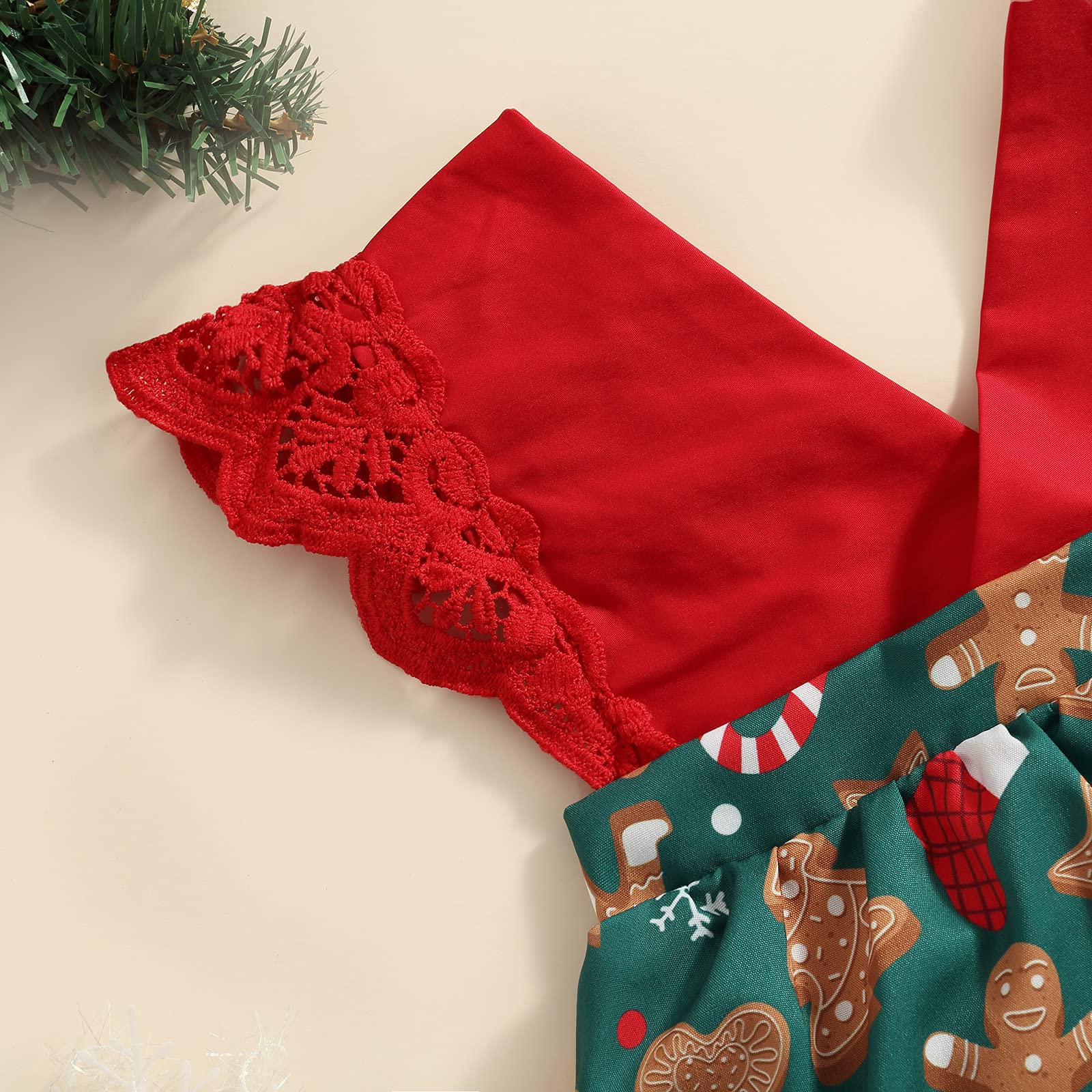 My First Christmas Outfit for Newborn Baby Girls - Lace Sleeveless Romper Dress with Tutu Skirt & Headband | Holiday Photoshoot, Family Gathering, Xmas Party