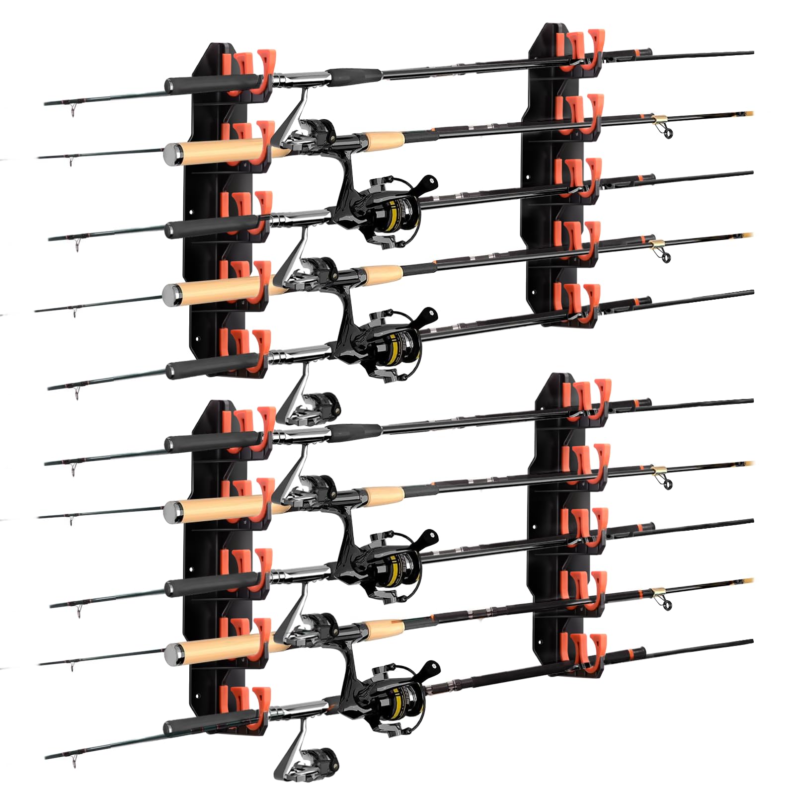 Best Fishing Rod Holders for Garage, Wall & Ceiling Mount - Heavy Duty Fishing Pole Rack Organizer Holds 10 Rods - Perfect for Boat, Kayak & Home Storage
