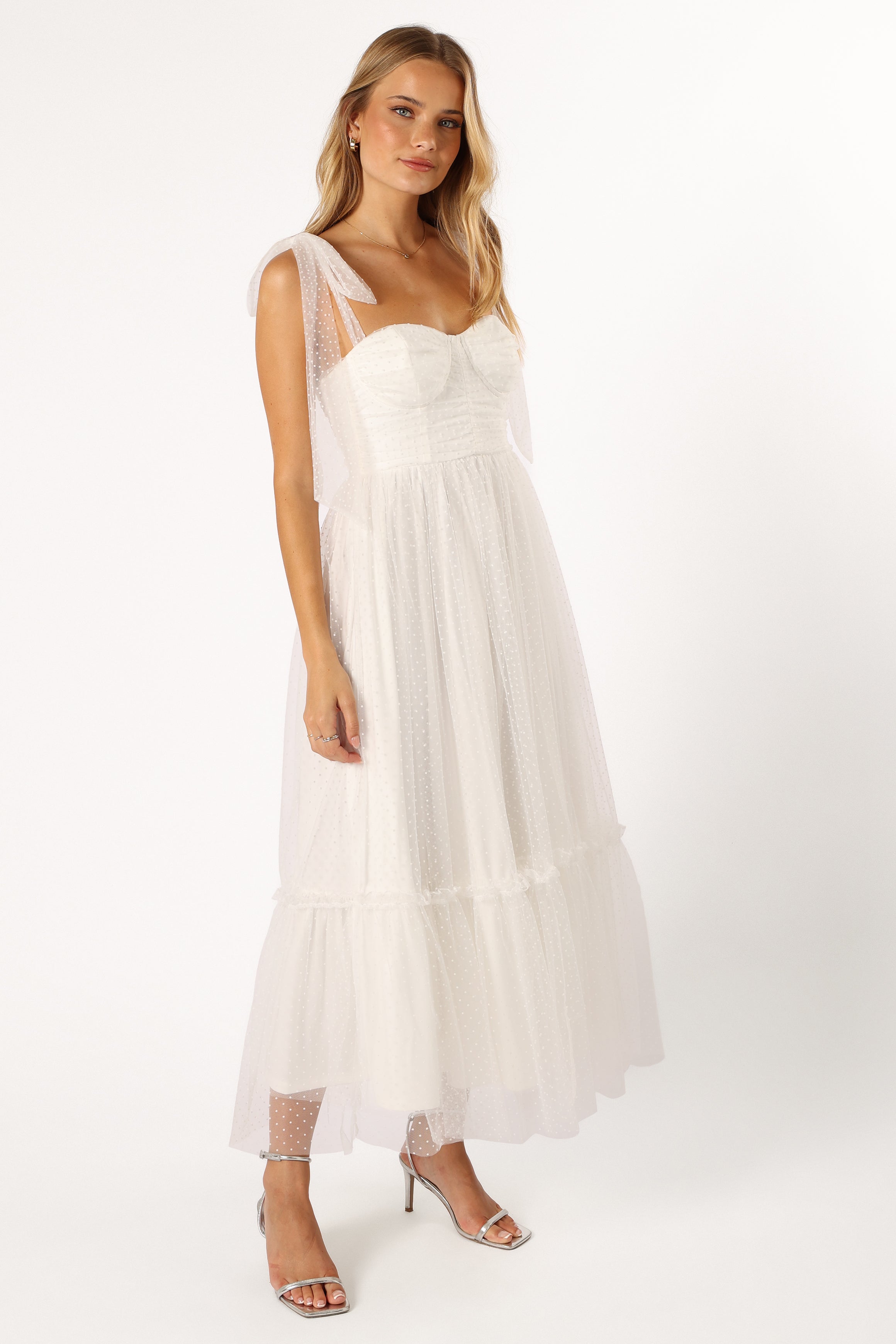 Floret Midi Dress in Off White - Elegant Summer Casual Dress for Women | Perfect for Weddings, Parties & Beach Vacations