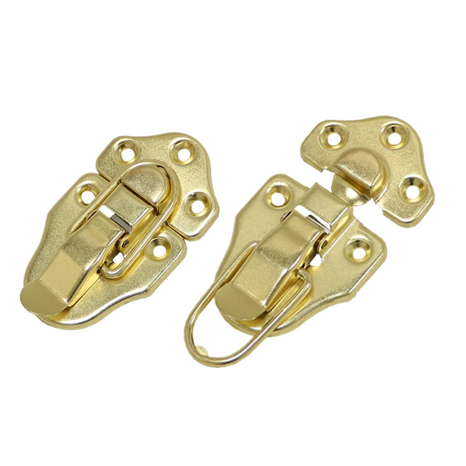 Vintage Toggle Latch Metal Wooden Box Clasp with Screws - Golden Jewelry Trinket Box Hasp for Suitcase, Furniture & Antique Restoration | Durable Cabinet Hardware for DIY Projects & Home Decor