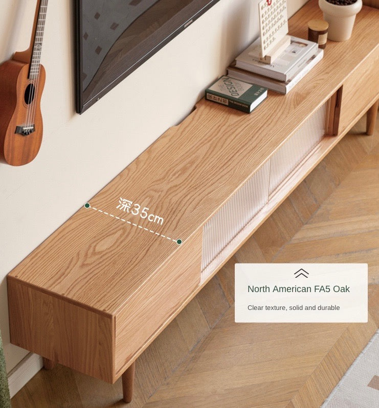 Modern Oak Solid Wood TV Stand with Storage - Stylish Entertainment Center for Living Room, Bedroom & Home Theater