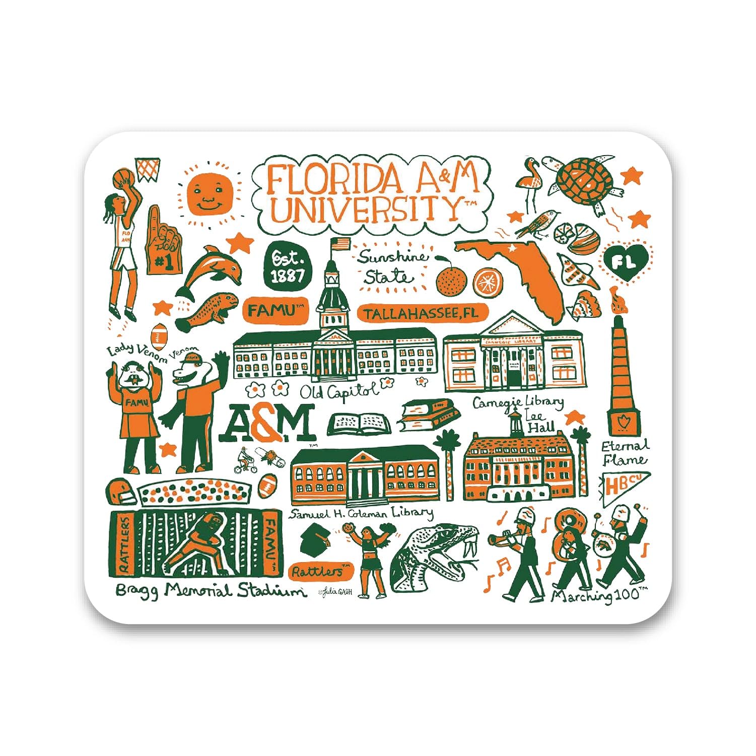 Florida A&M University Logo Mouse Pad - Premium Fabric Gaming & Office Desk Accessory with Triple Wordmark Design - Perfect for Work, Study & Gaming Setups