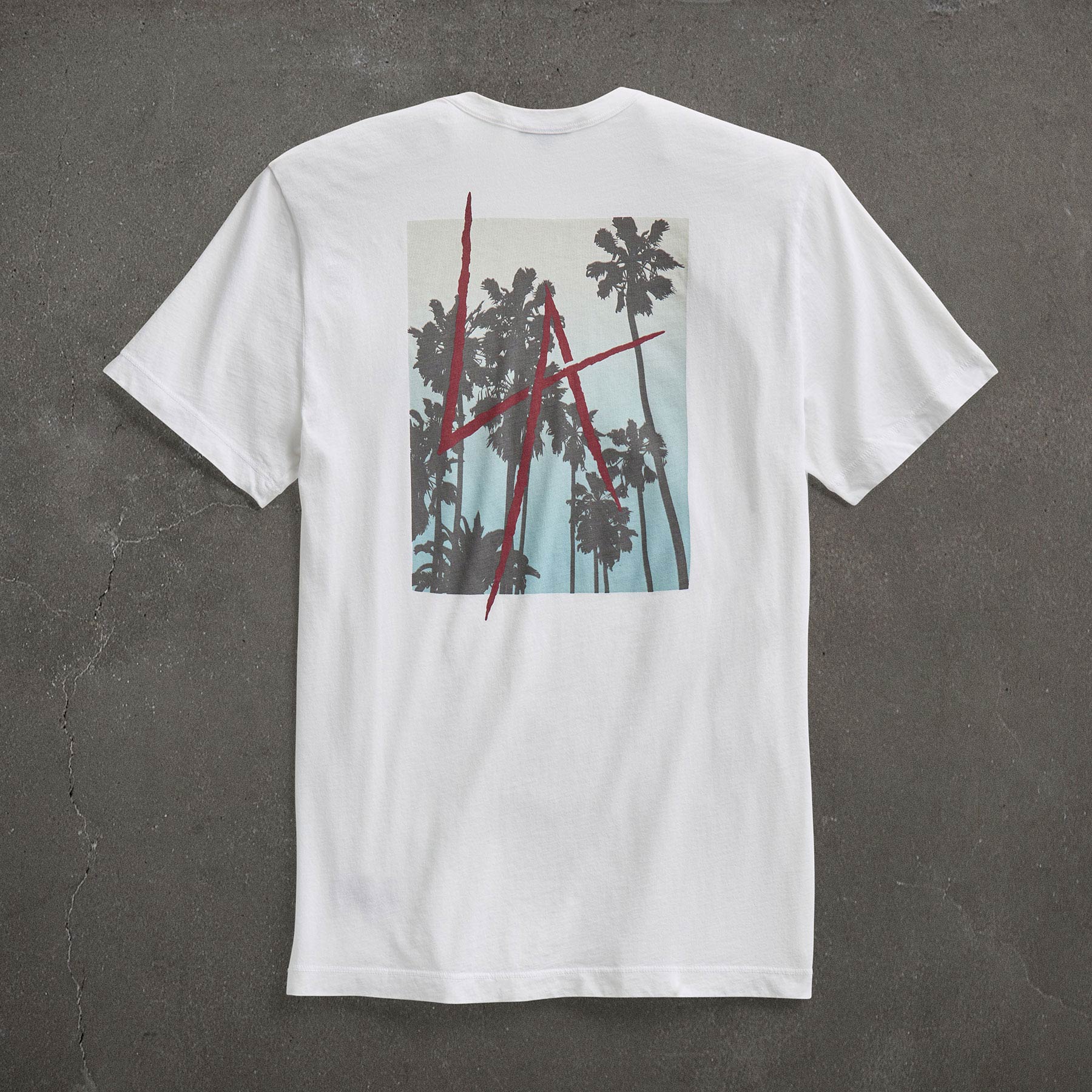 JP x LA Short Sleeve Palm Fade White T-Shirt - Casual Summer Graphic Tee for Men | Beach Outing, Streetwear Fashion