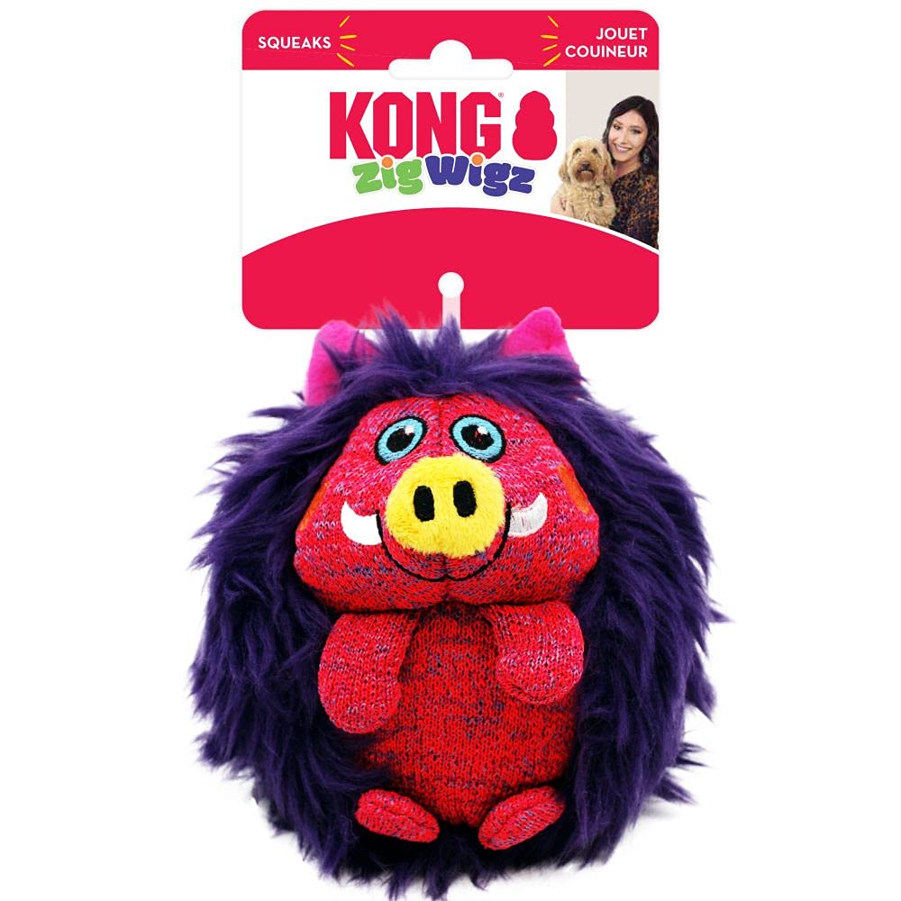 KONG Zigwigz Warthog Dog Chew Toy - Medium Durable Rubber Chew Toy for Aggressive Chewers, Interactive Play & Dental Health - Perfect for Indoor & Outdoor Dog Activities