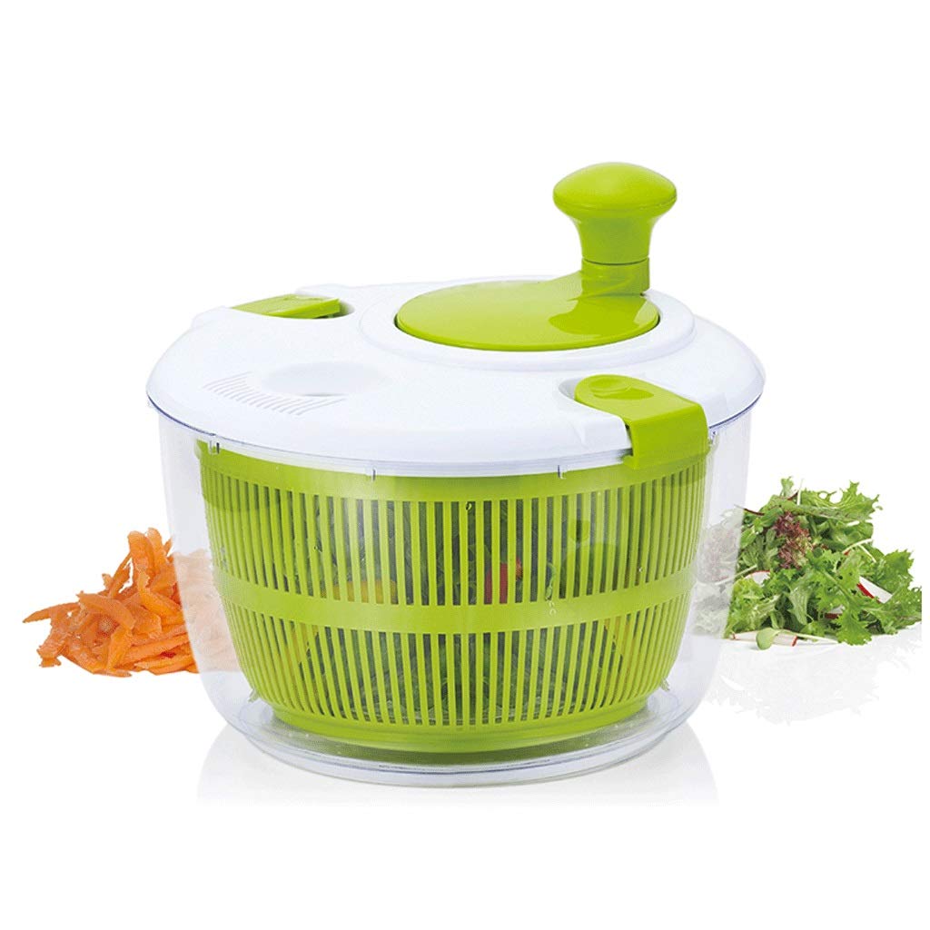 4L Green Plastic Fruit Dehydrator & Salad Spinner - Vegetable Dryer, Salad Shaker & Drain Basket for Healthy Snacks, Meal Prep & Kitchen Storage
