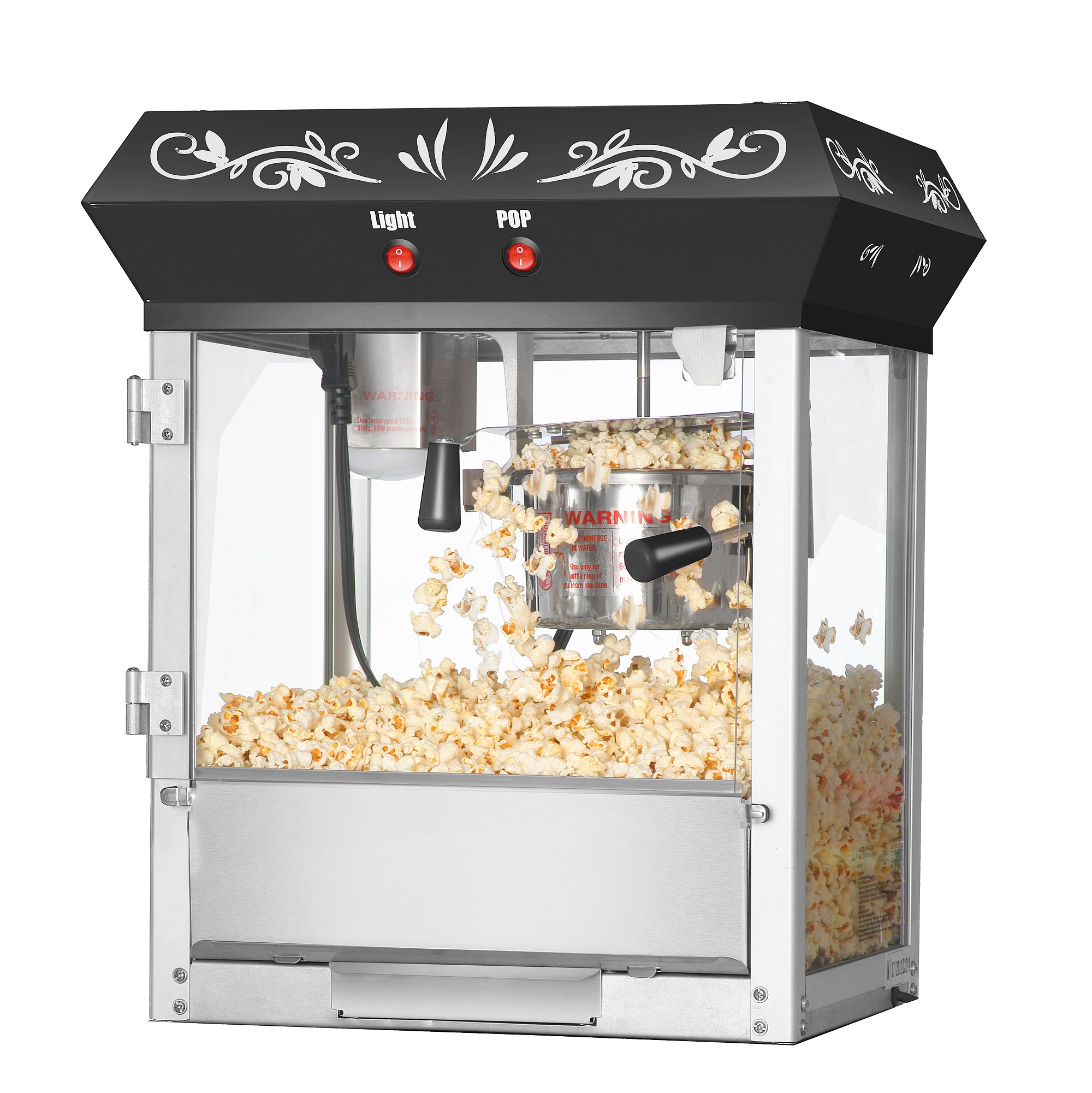 6111 Great Northern Black Foundation Top Popcorn Popper Machine - 4 Ounce Capacity for Home Theater, Movie Nights & Party Snacks