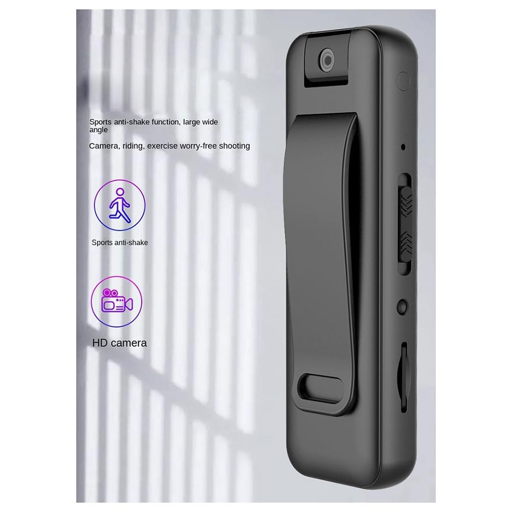 Komdndht 1PCS Mini Body Worn Camera - 180° Invisible Sports Camera for Outdoor Activities, No Night Vision - Perfect for Cycling, Hiking, Police & Security Recording