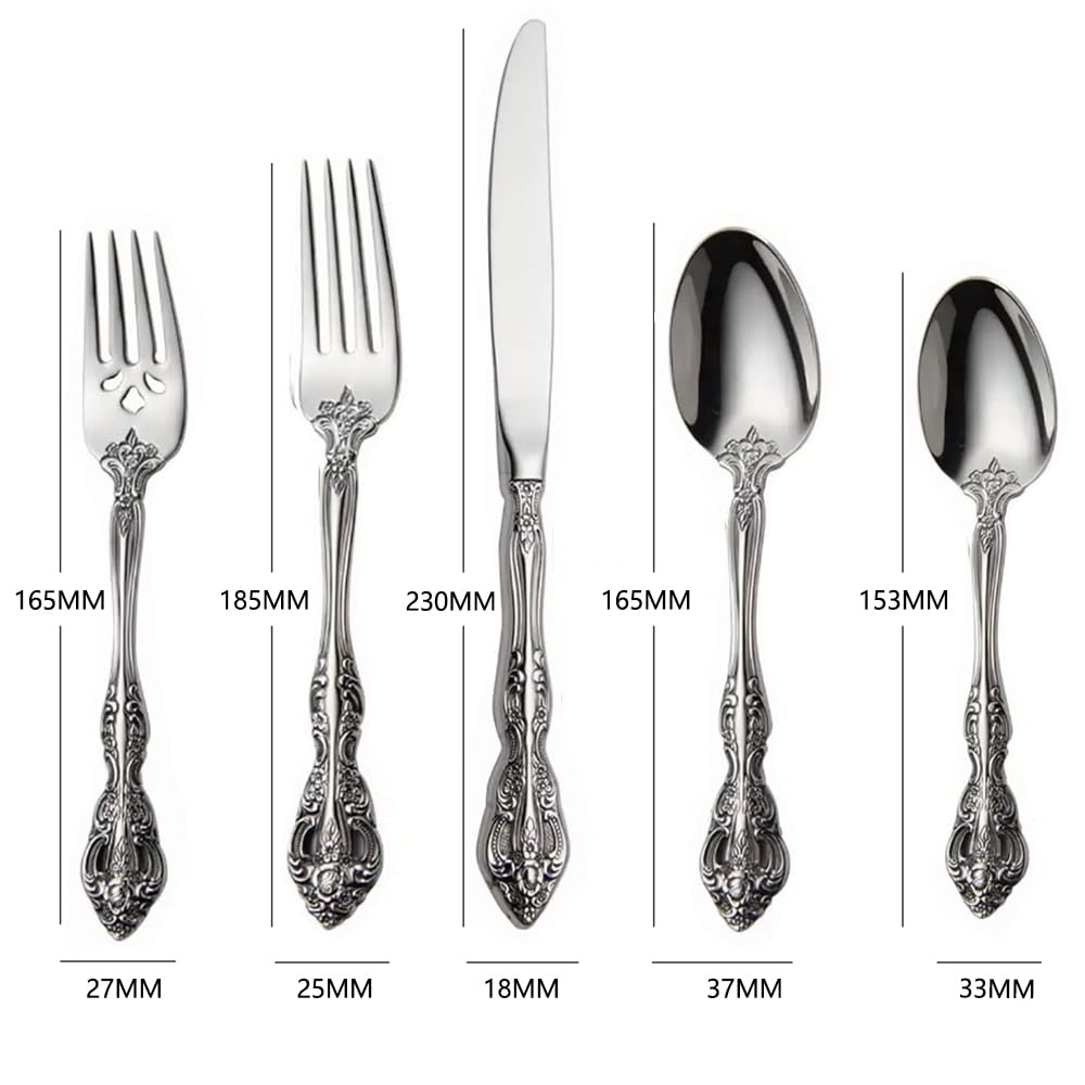 40-Piece Michelangelo Fine Flatware Set for 8 - Premium 18/10 Stainless Steel Silverware Set with Mirror Polish, Dishwasher Safe Cutlery Utensils - Perfect for Formal Dining, Weddings & Holiday Entertaining