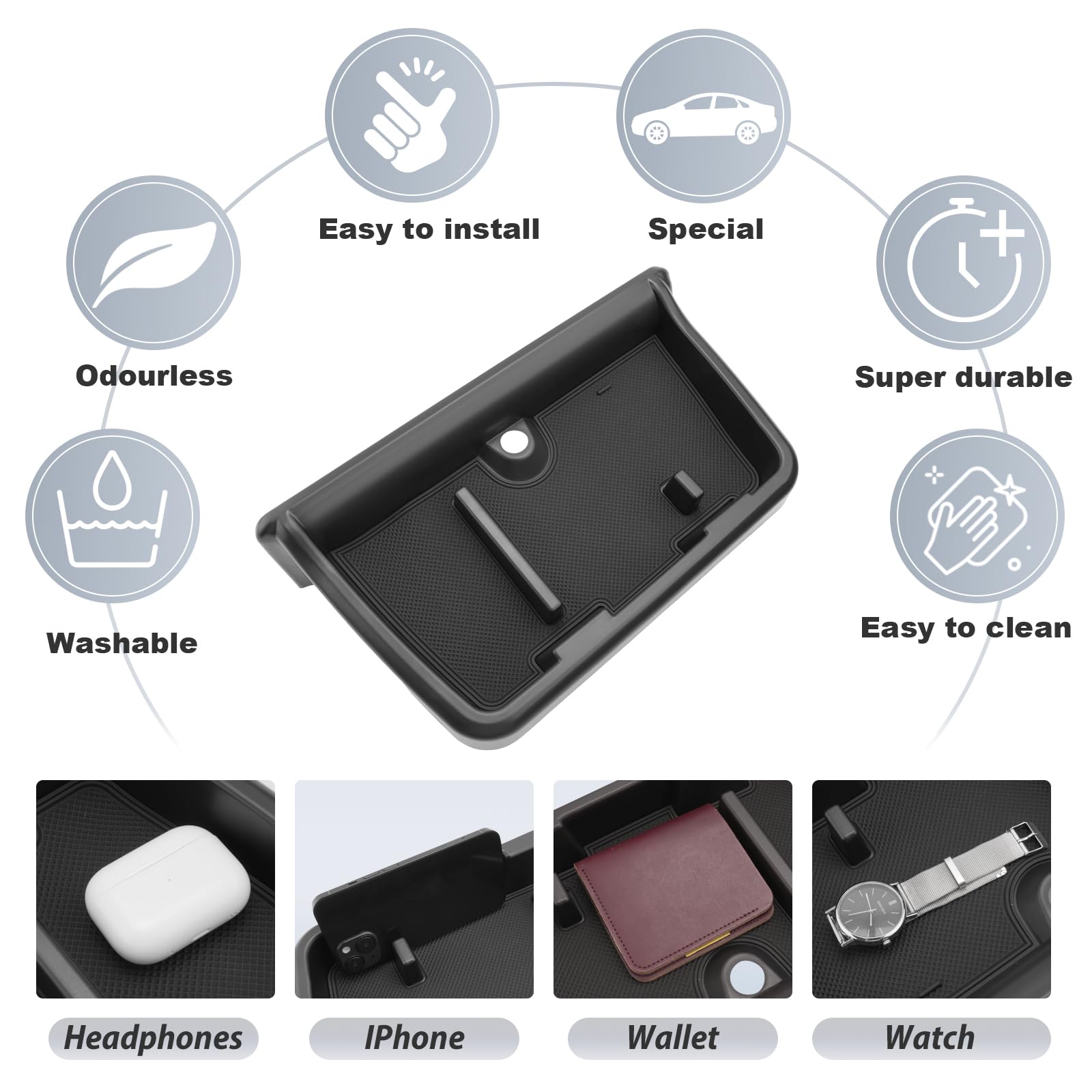 2024-2025 Toyota Grand Highlander Dashboard Organizer | Behind Screen Storage Tray with Sunglasses Holder | Perfect for Car Accessories Organization & Daily Commute