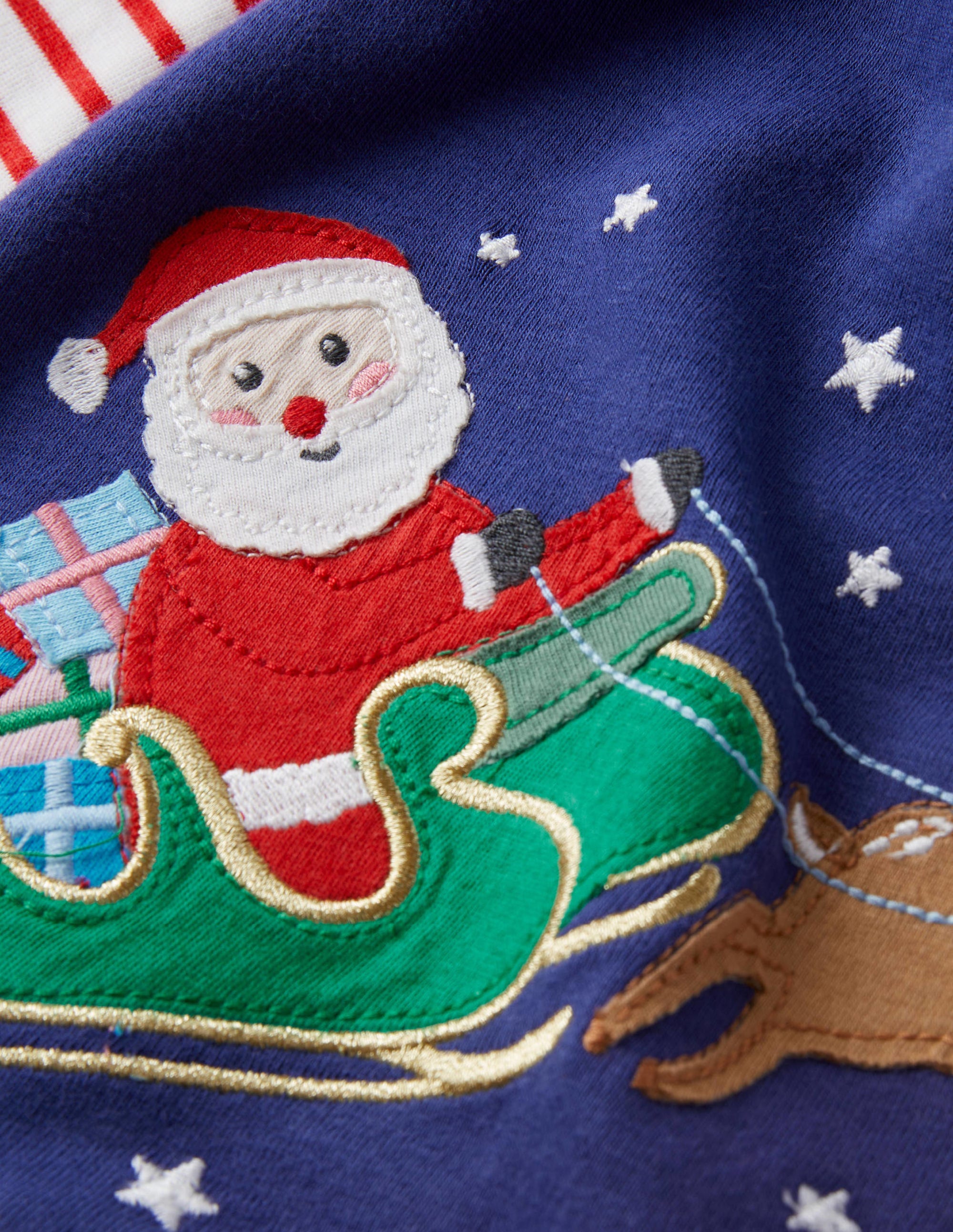 Appliqué Romper for Baby Girls - Starboard Blue Festive Outfit | Perfect for Holidays, Parties & Special Occasions