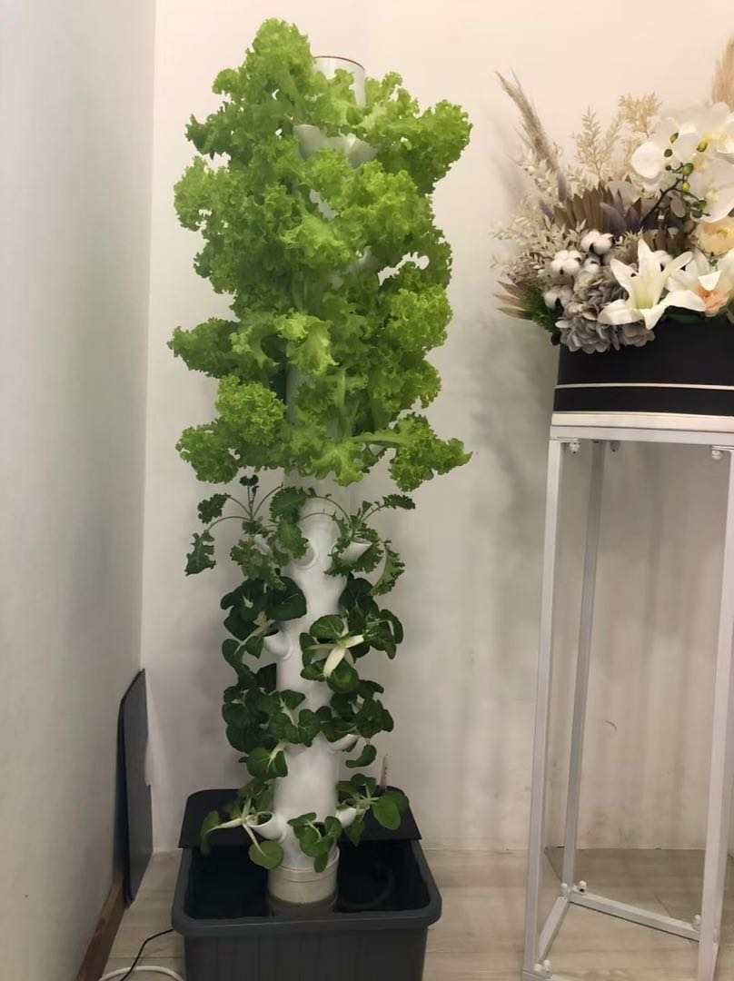Vertical Hydroponic Grow Tower System - 15 Layer Aeroponic Garden for Herbs, Fruits & Vegetables with 45 Plant Sites, Adjustable Water Tank, Hydroponic Pump & Timer - Indoor/Outdoor Home Gardening, Urban Farming, Organic Produce Cultivation