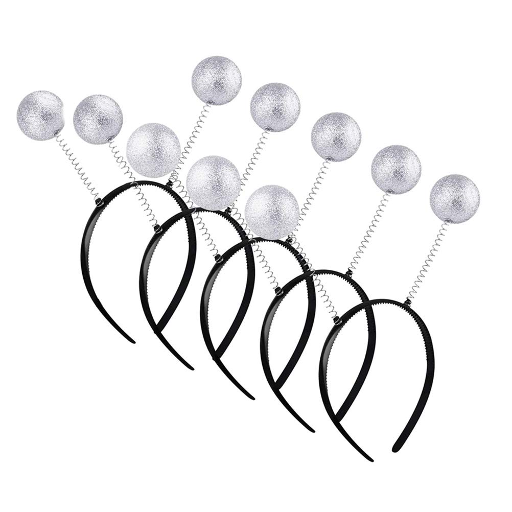 Gampu Glitter Ball Boppers - 5 Pack LED Light Up Martian Antenna Headbands for Halloween, Christmas, Alien Costume & Cosplay - Glow in The Dark Head Accessories for Kids & Adults | Perfect for Raves, Concerts, Festivals, Themed Parties & Night Events | Fun Glow Party Supplies for Dance Floors, Costume Contests & Neon Celebrations