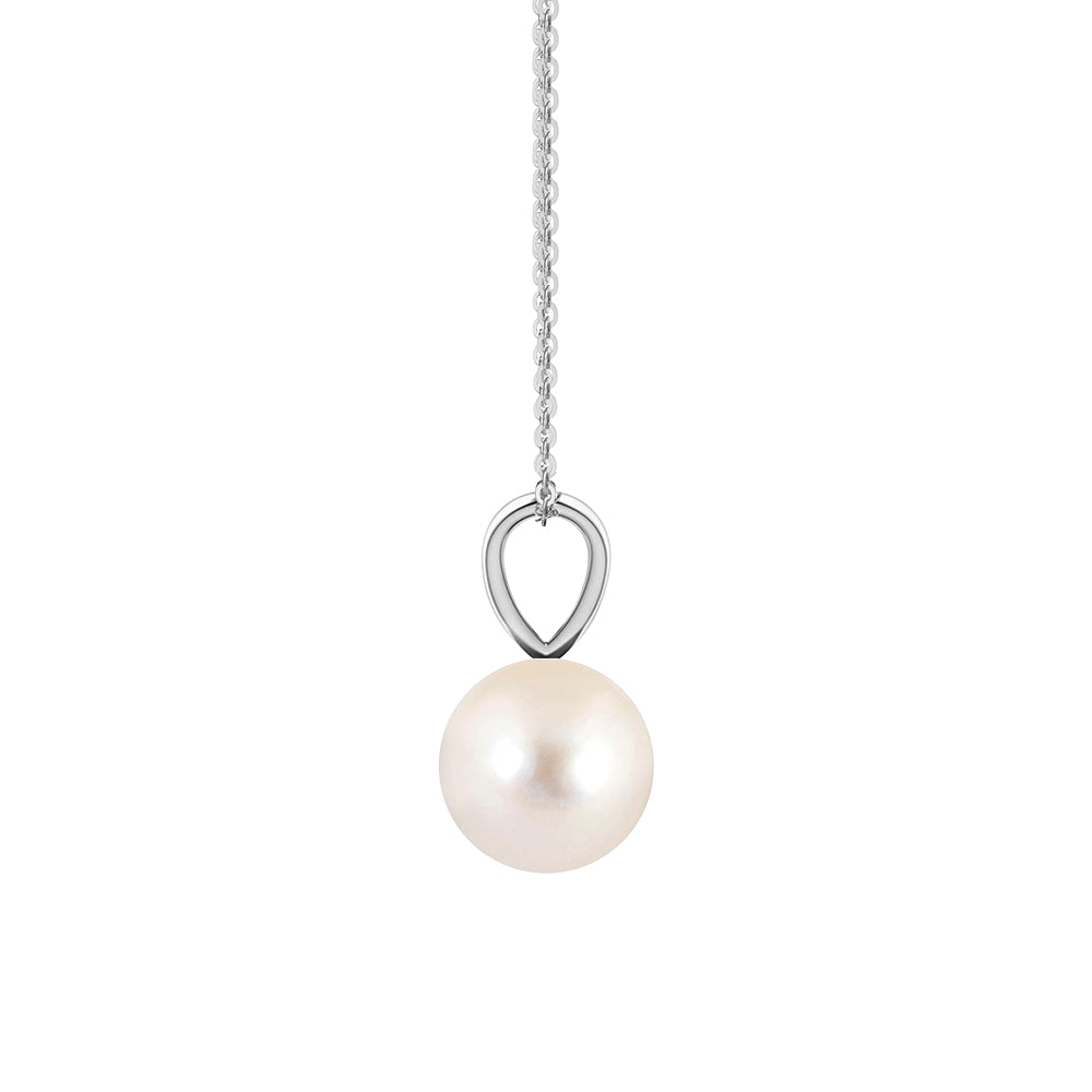 8mm Freshwater Cultured Pearl Solitaire V-Bale Pendant Necklace - Elegant Jewelry Gift for Women, Perfect for Weddings, Anniversaries & Special Occasions