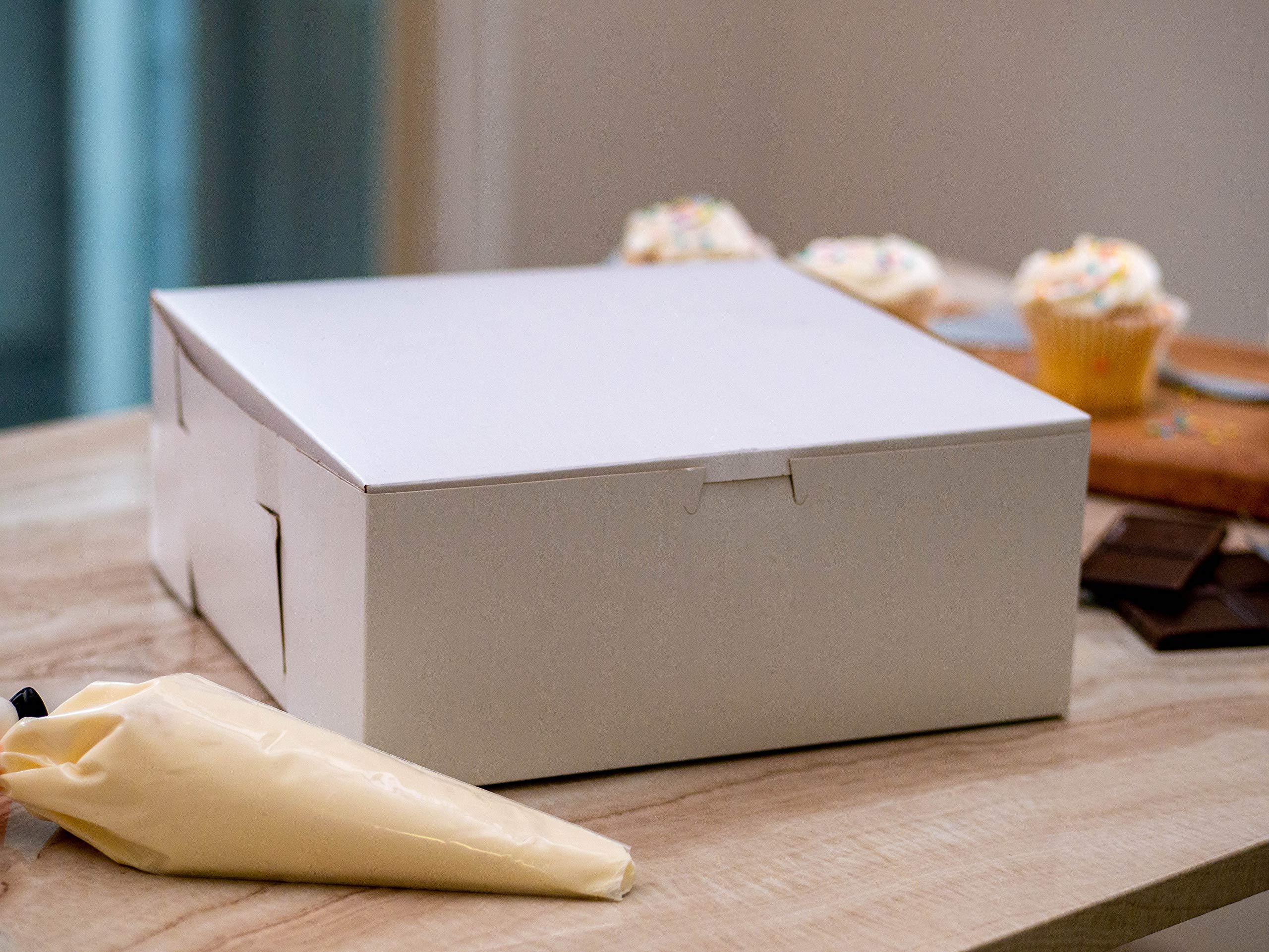 SCT White Bakery Boxes 8x4x4 Inches - 250 Pack Bulk One-Piece Paper Pastry Boxes for Cupcakes, Cookies & Donuts - Non-Window Cake Packaging for Bakeries, Cafes & Events