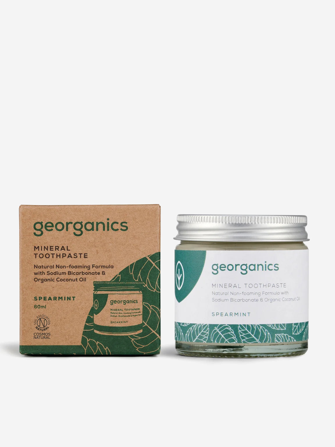 Organic Spearmint Toothpaste with Minerals - 60ml for Fresh Breath & Healthy Teeth - Perfect for Daily Oral Care & Natural Whitening