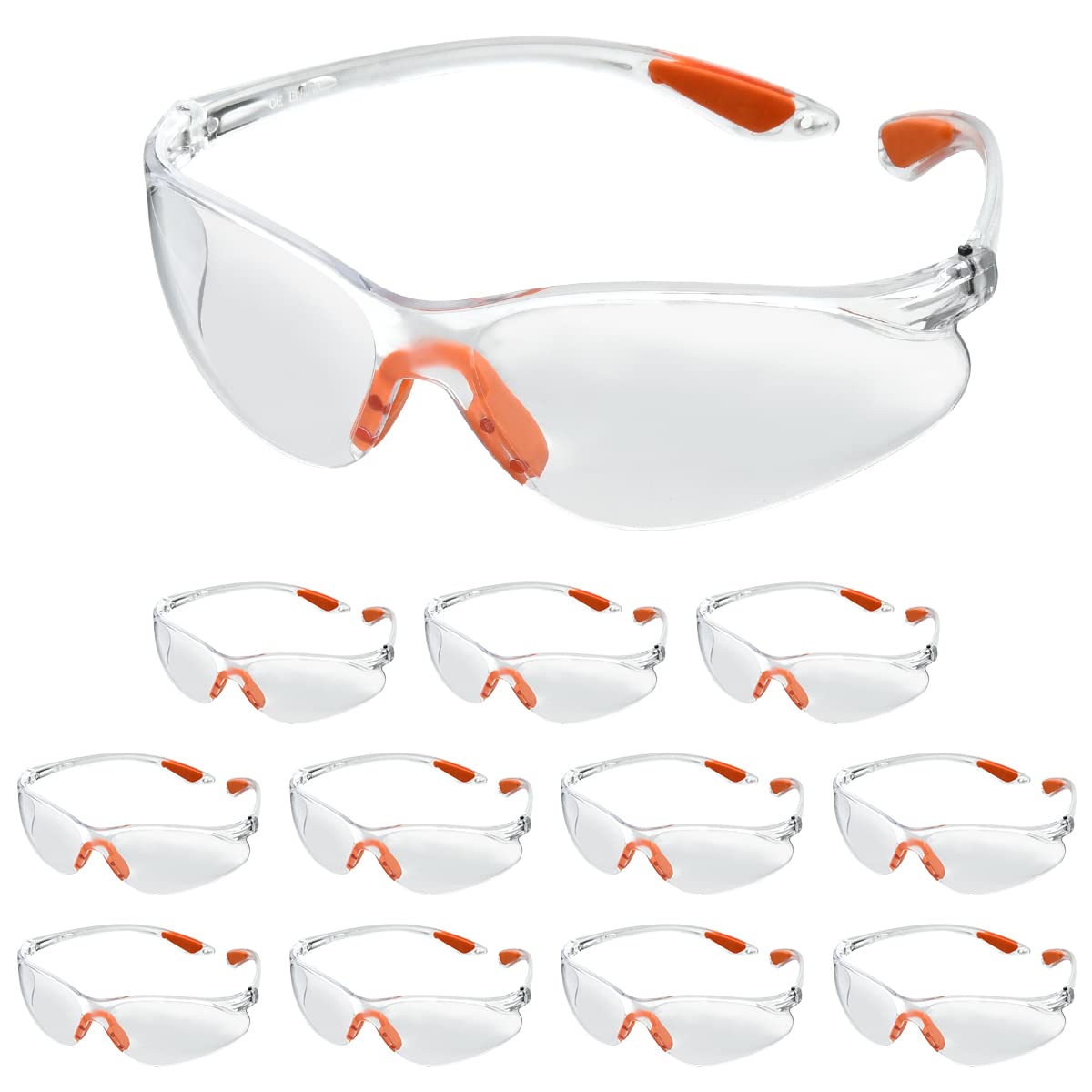 FOCCTS 12-Pack Clear Safety Glasses - Anti-Fog Protective Eyewear for Work & Construction