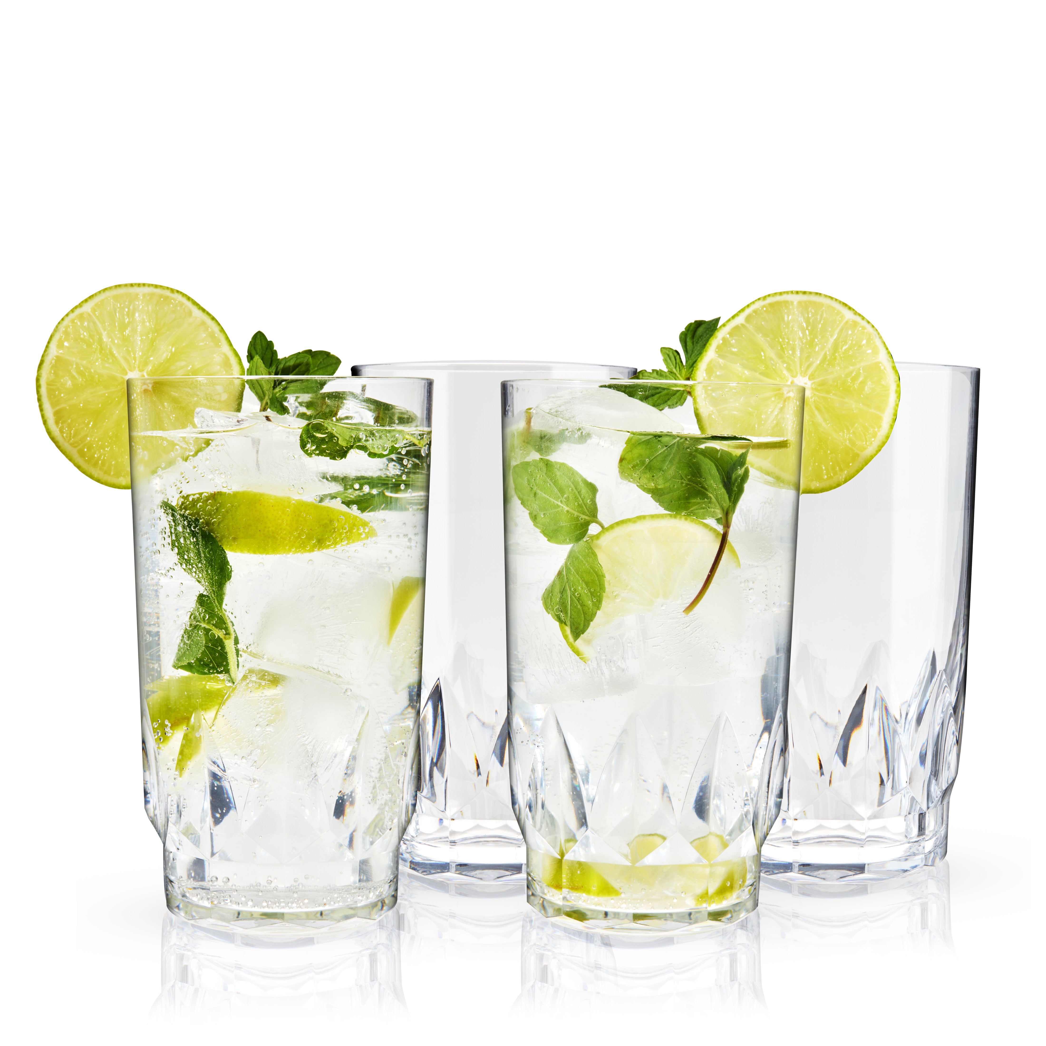 Shatterproof Acrylic Highball Tumblers Set of 4 - Unbreakable Drinking Glasses for Cocktails, Iced Coffee & Smoothies - Perfect for Pool Parties, BBQs & Outdoor Entertaining