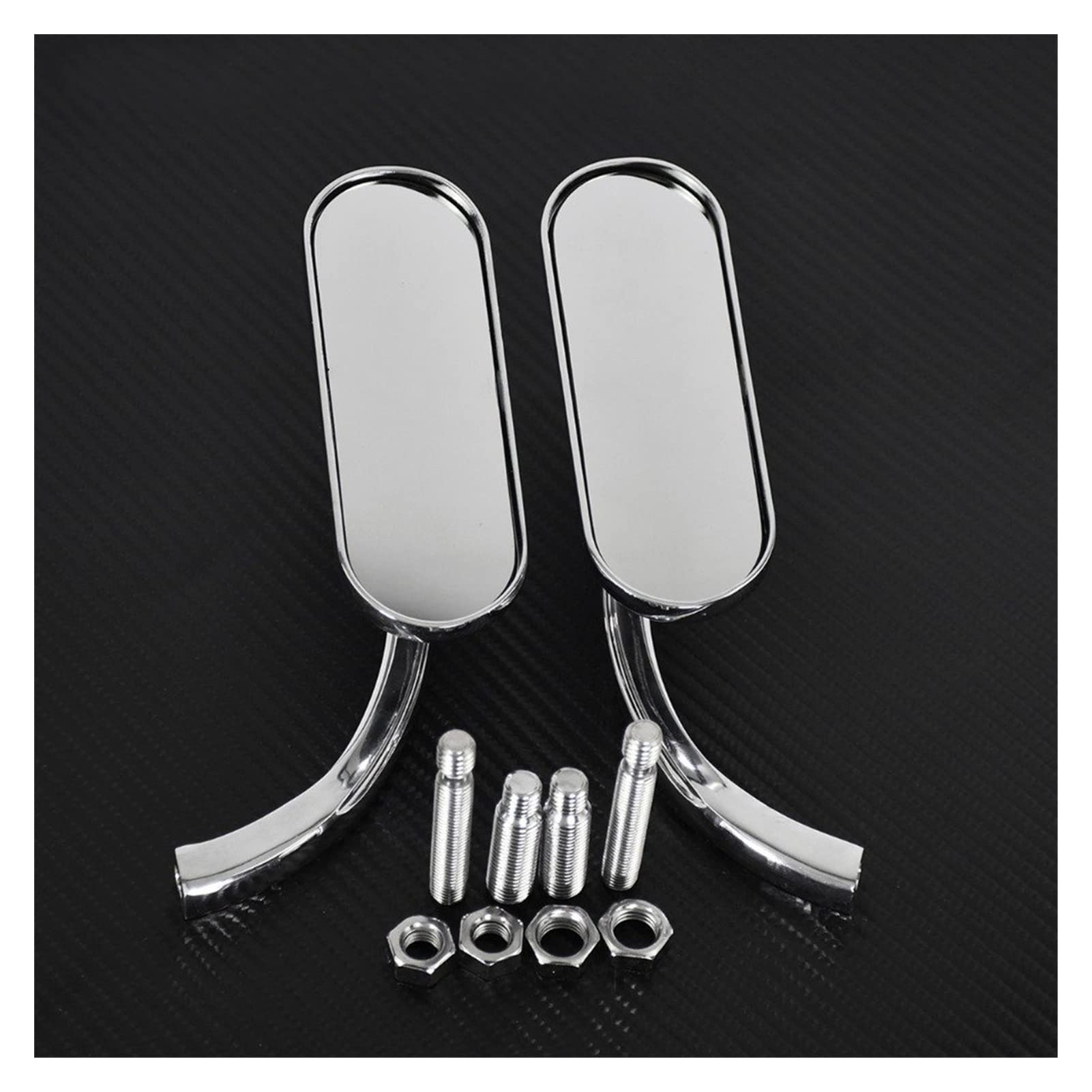 2PCS Motorcycle Mini Oval Side Mirrors 8MM 10MM - Universal Fit for Harley Sportster, XL 1200, 883, Touring, Dyna, Softail, Cruiser, Chopper & Bobber - Durable Rearview Mirrors for Safe Riding in City & Highway Conditions