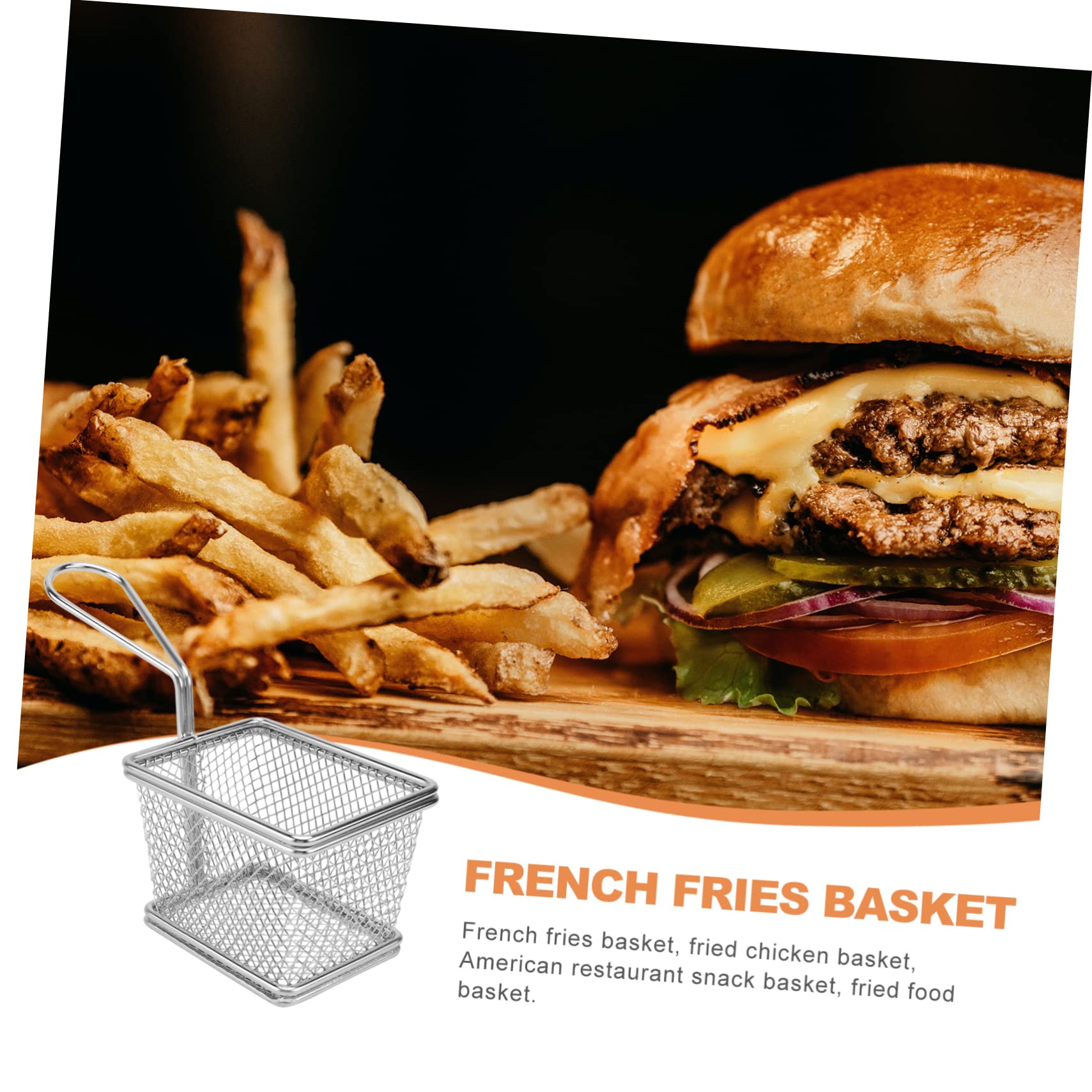 DOITOOL Stainless Steel Square Fry Basket - 1 Pc Wire Mesh Chip Basket for Frying Chicken, Fries & Chips - Durable Kitchen Strainer & Filter Spoon - Perfect for Restaurants, Food Trucks & Home Cooking