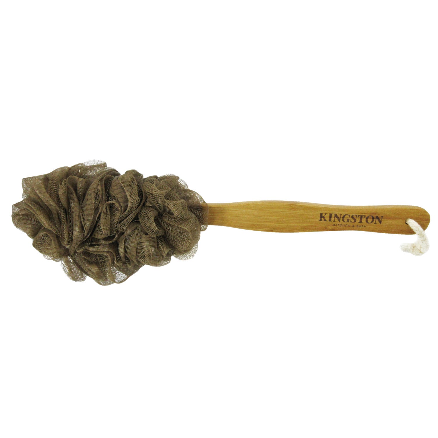 BATBRSH 17 Inch Wooden Bath Brush with Long Handle - Exfoliating & Massaging Back Scrubber for Shower and Bath - Natural Brown Wooden Body Brush for Deep Cleansing & Skin Care